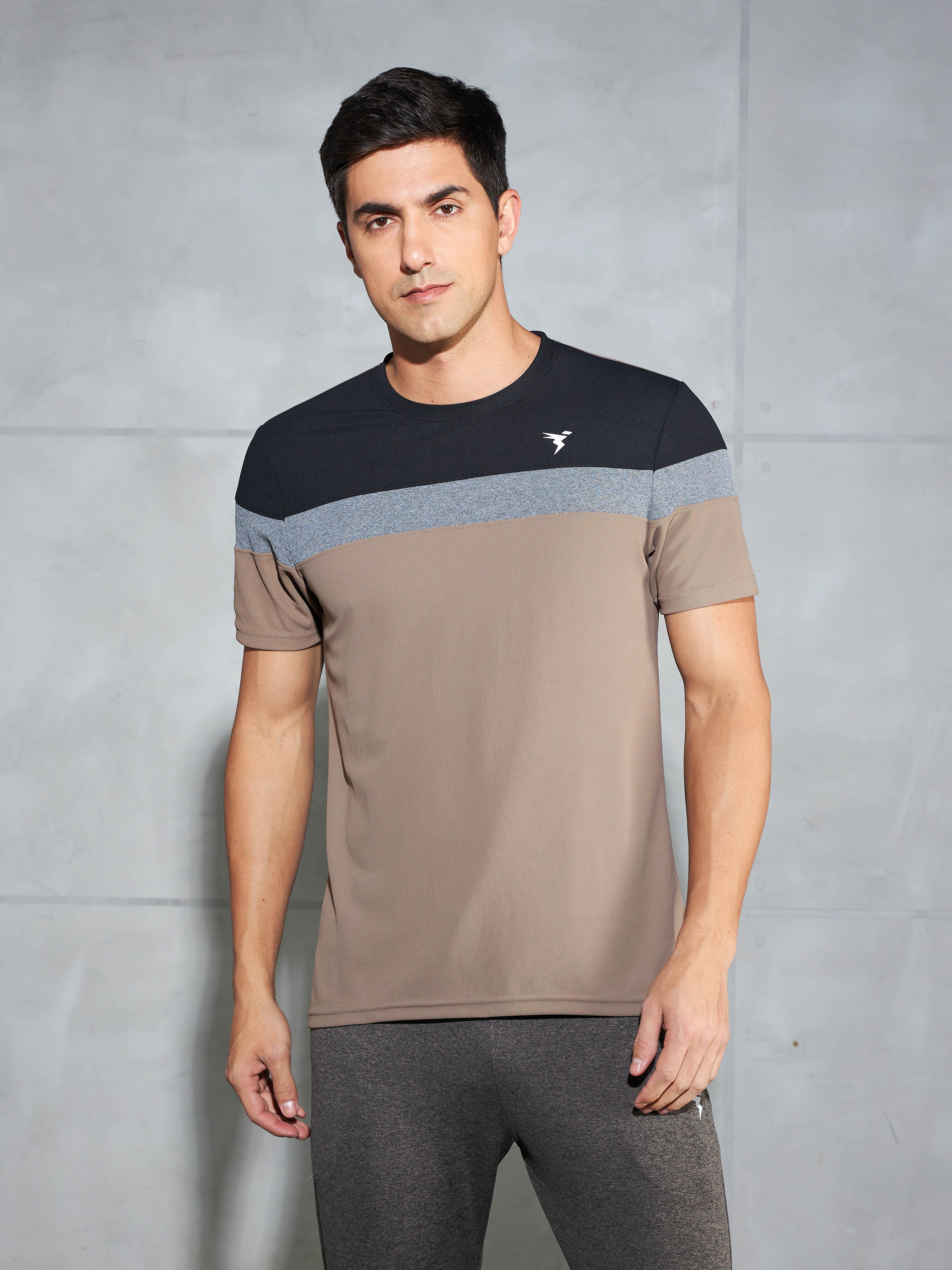 Men Colorblock Slim Fit Crew Neck T-shirt with MATPIQ - Image 2