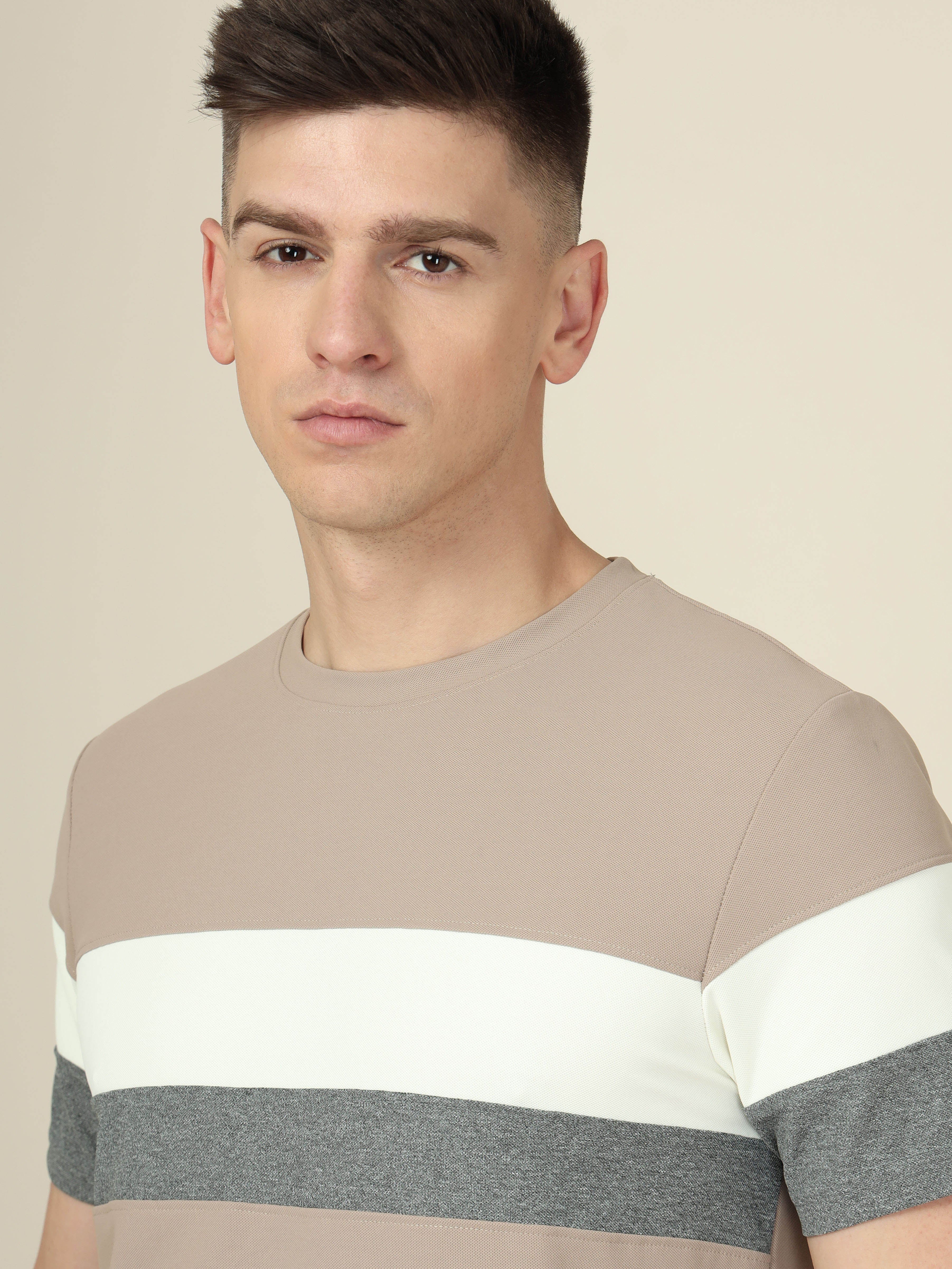 Men Colorblock Slim Fit Crew Neck T-shirt with MATPIQ - Image 8