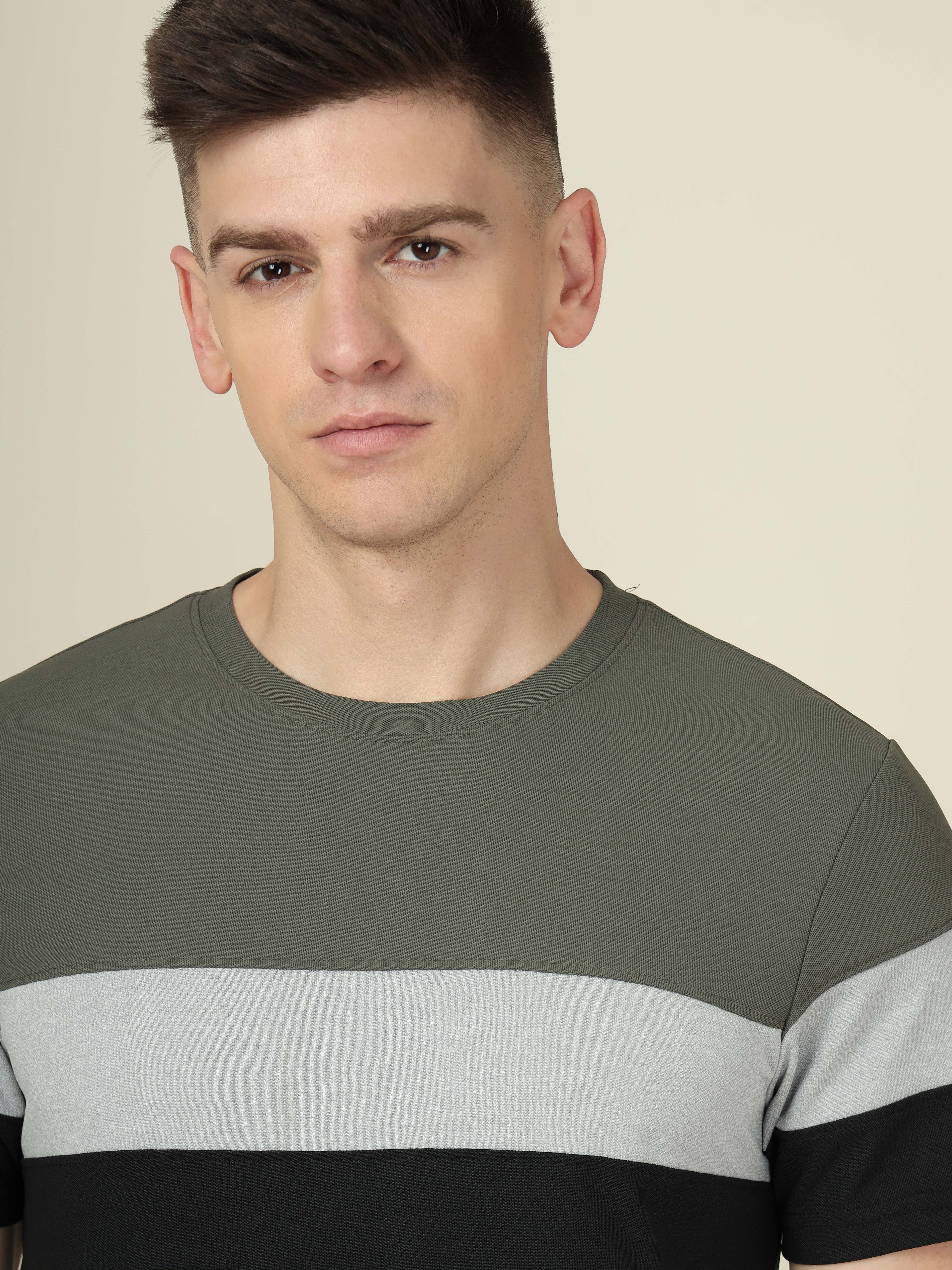 Men Colorblock Slim Fit Crew Neck T-shirt with MATPIQ - Image 8