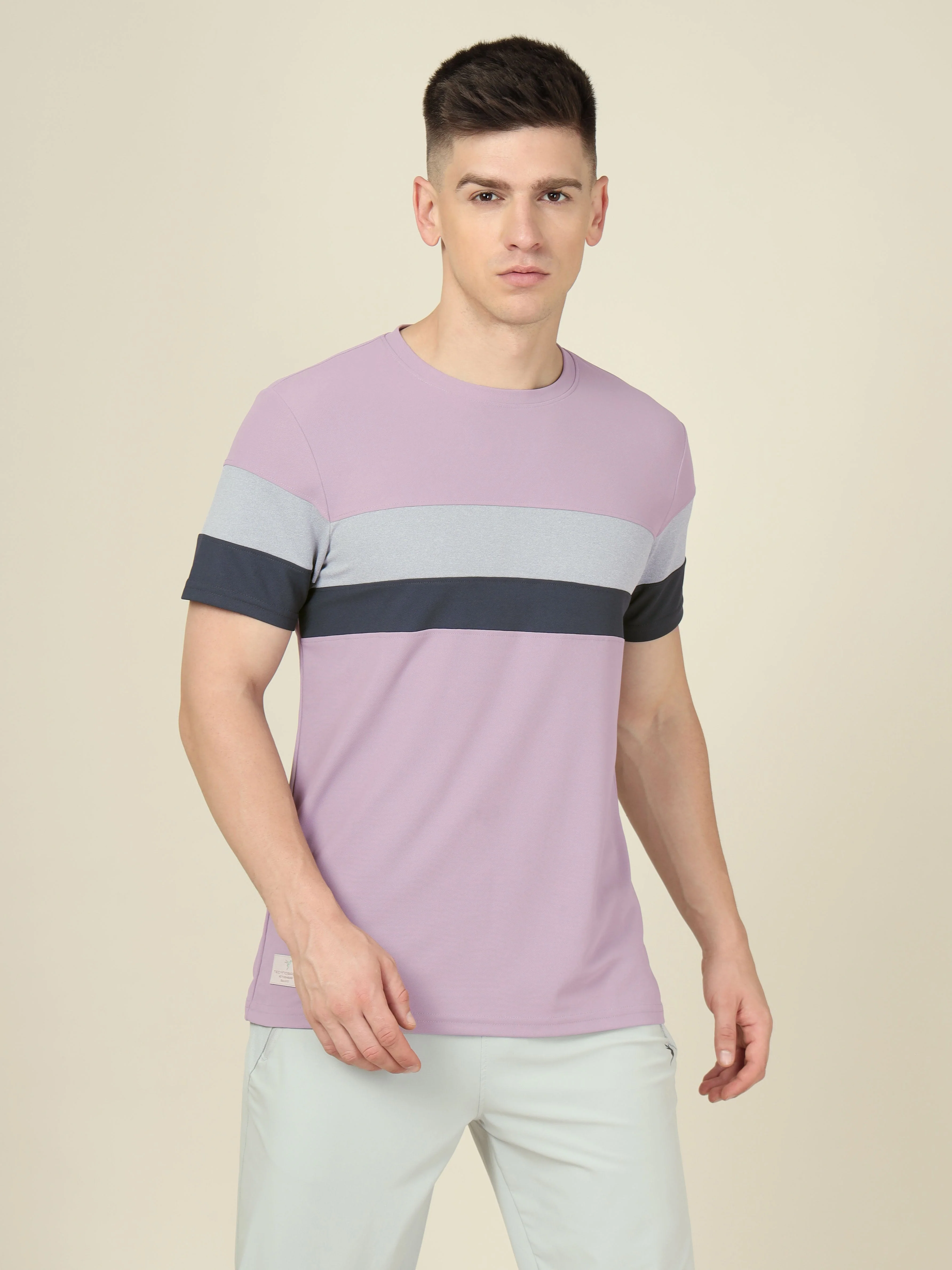 Men Colorblock Slim Fit Crew Neck T-shirt with MATPIQ - Image 3