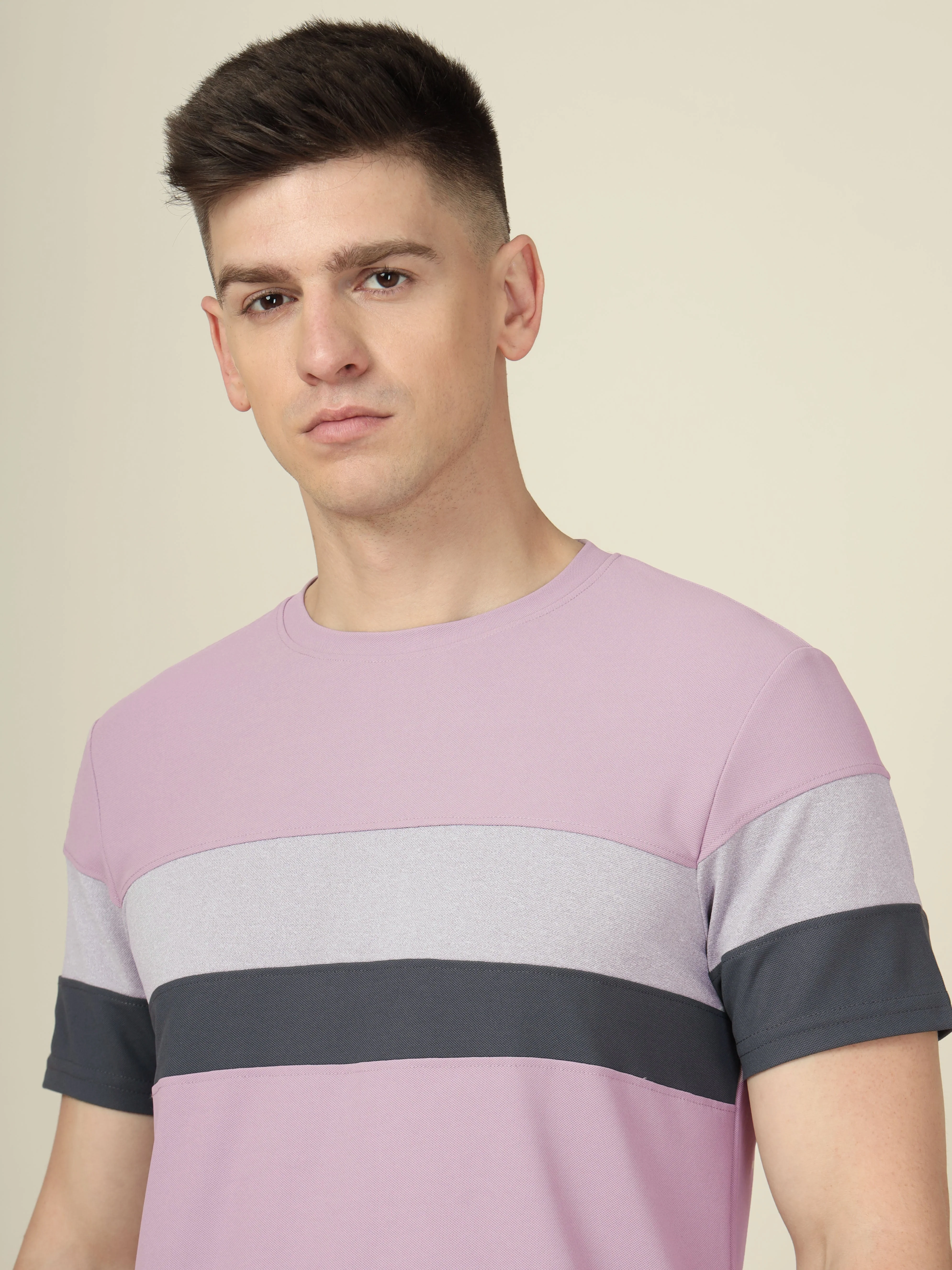 Men Colorblock Slim Fit Crew Neck T-shirt with MATPIQ - Image 7