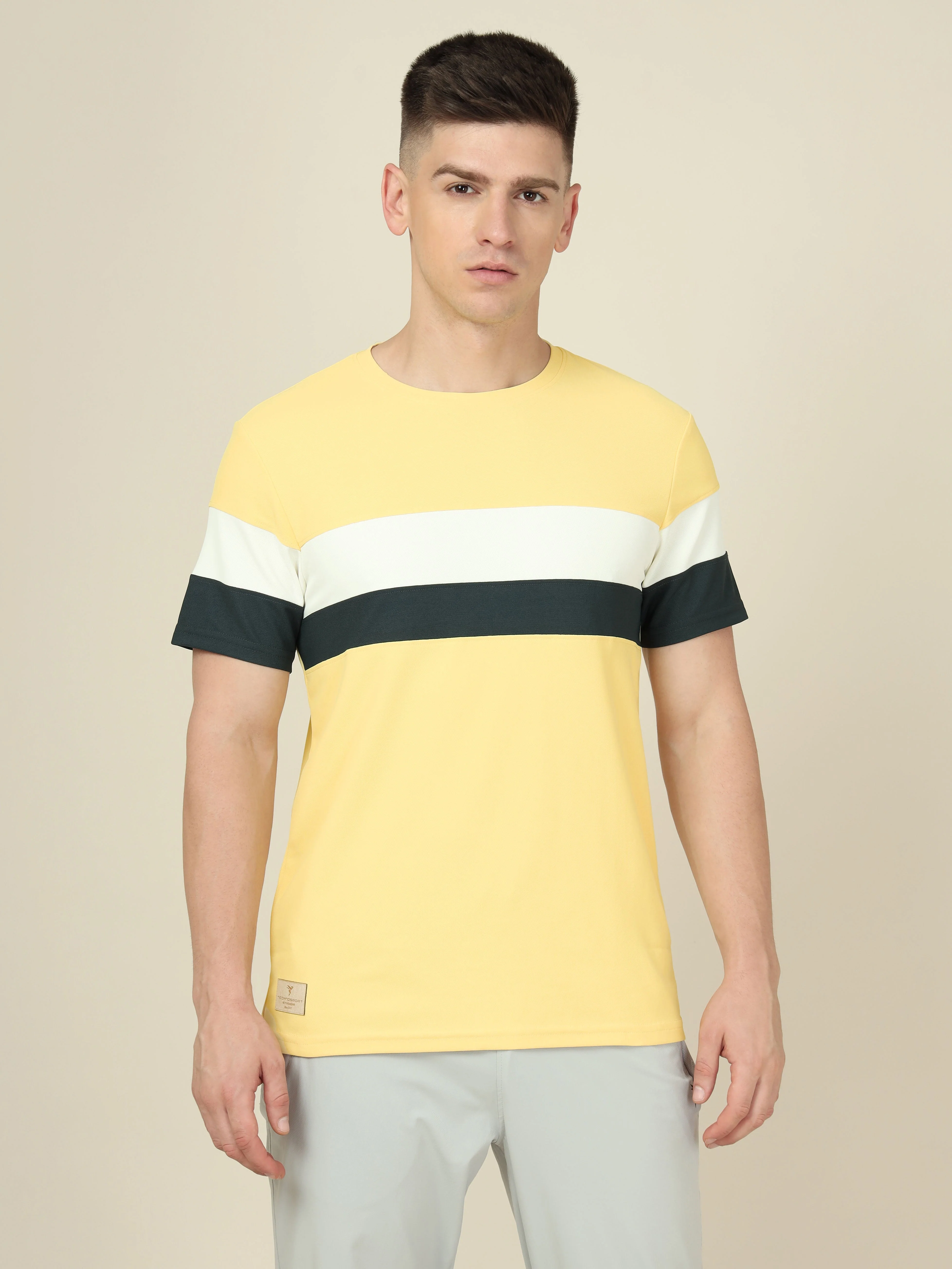 Men Colorblock Slim Fit Crew Neck T-shirt with MATPIQ - Image 3