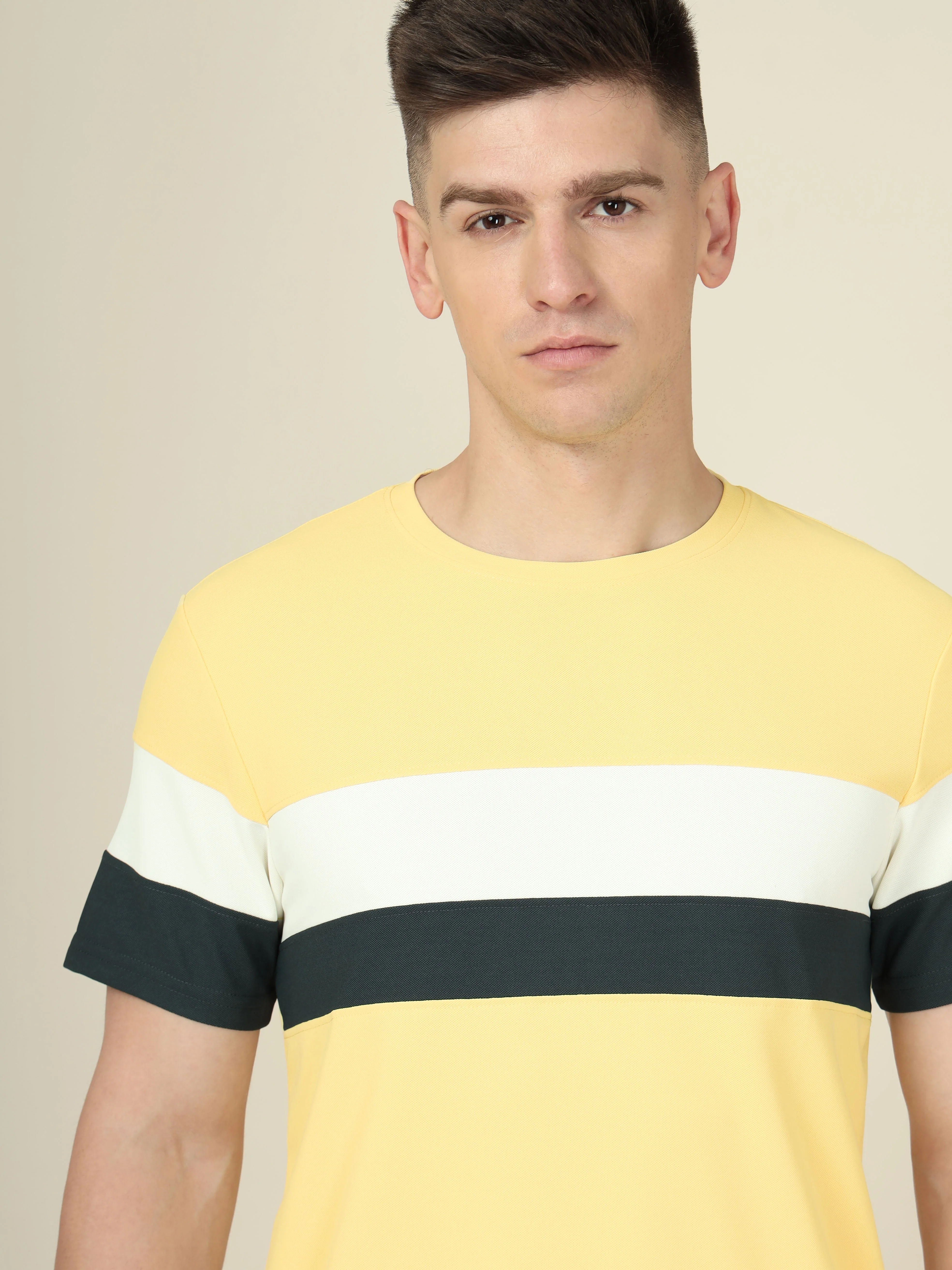 Men Colorblock Slim Fit Crew Neck T-shirt with MATPIQ - Image 8