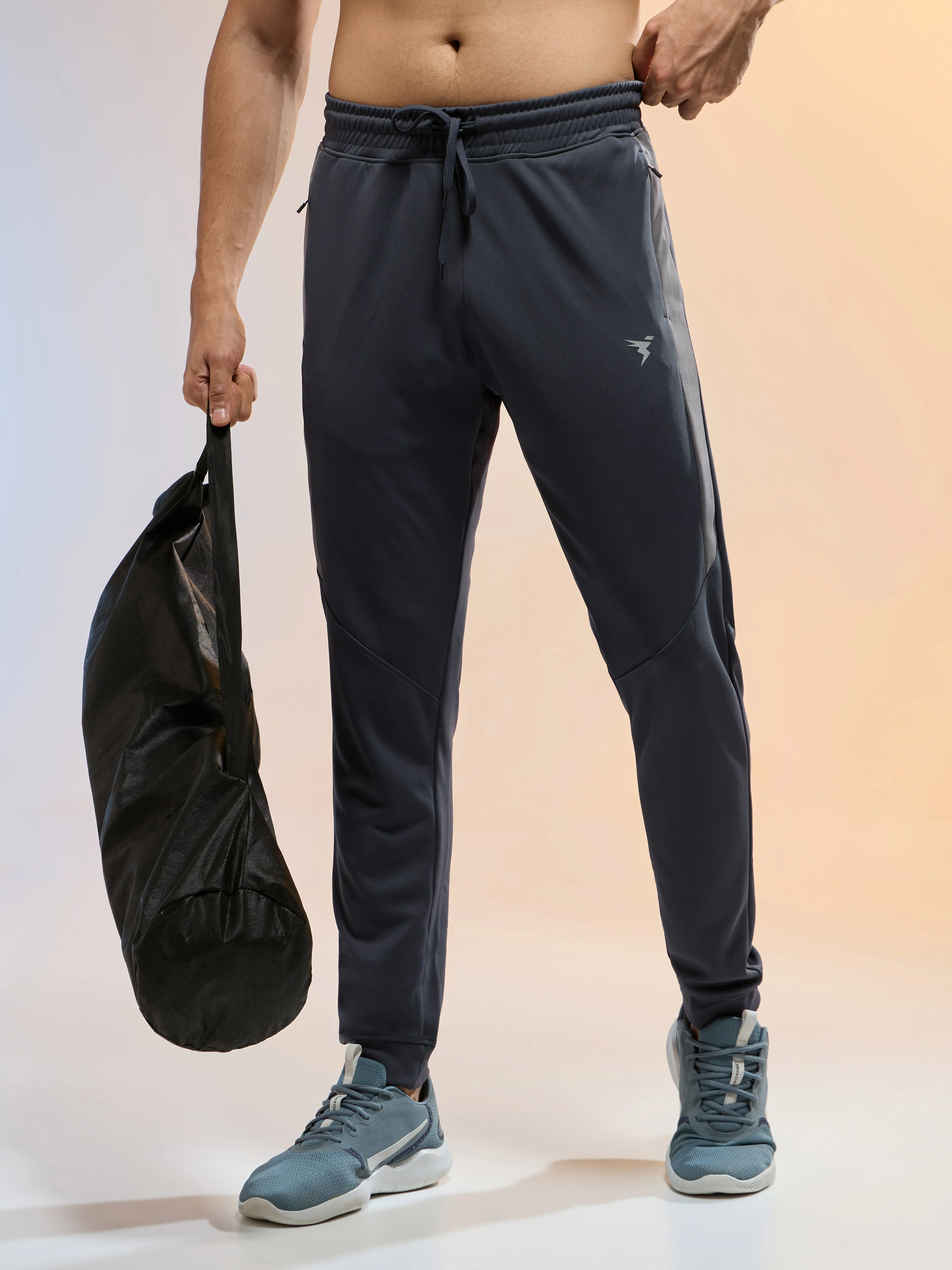 Men Melange Slim Fit Trackpants with TECHNO DRY