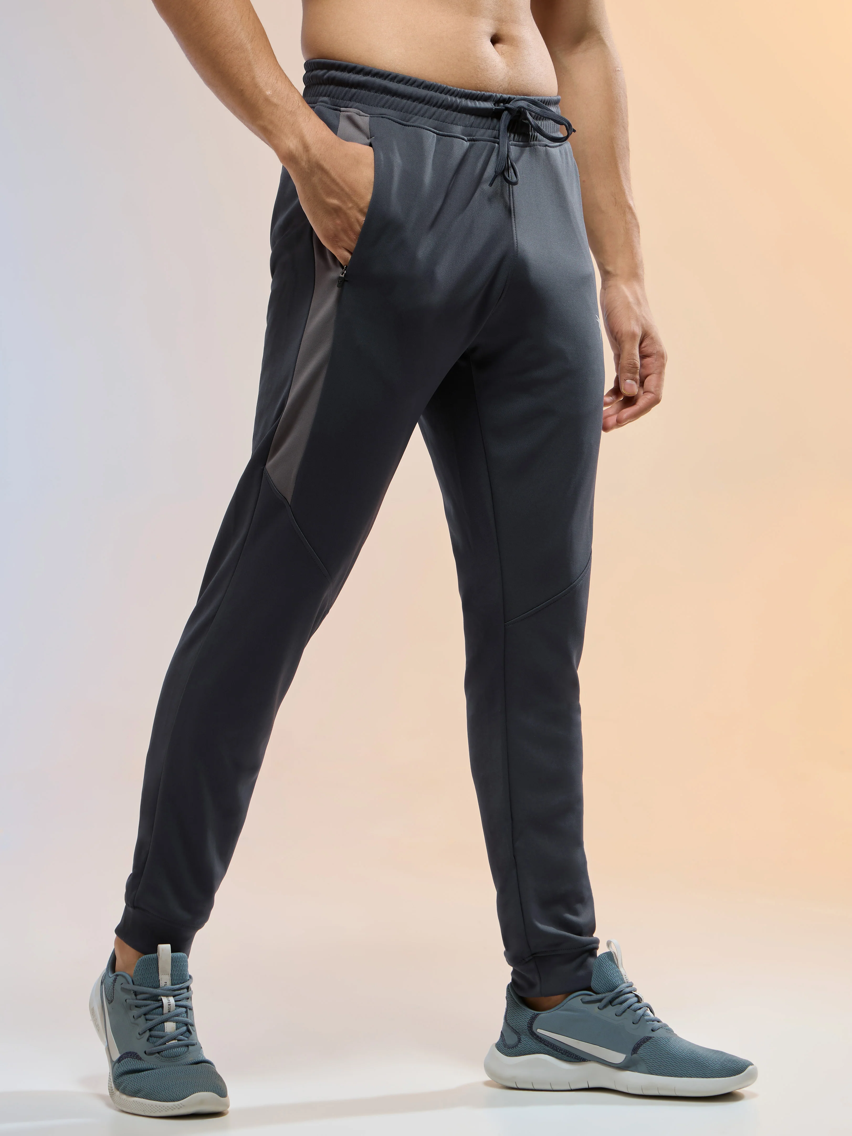 Men Melange Slim Fit Trackpants with TECHNO DRY - Image 4