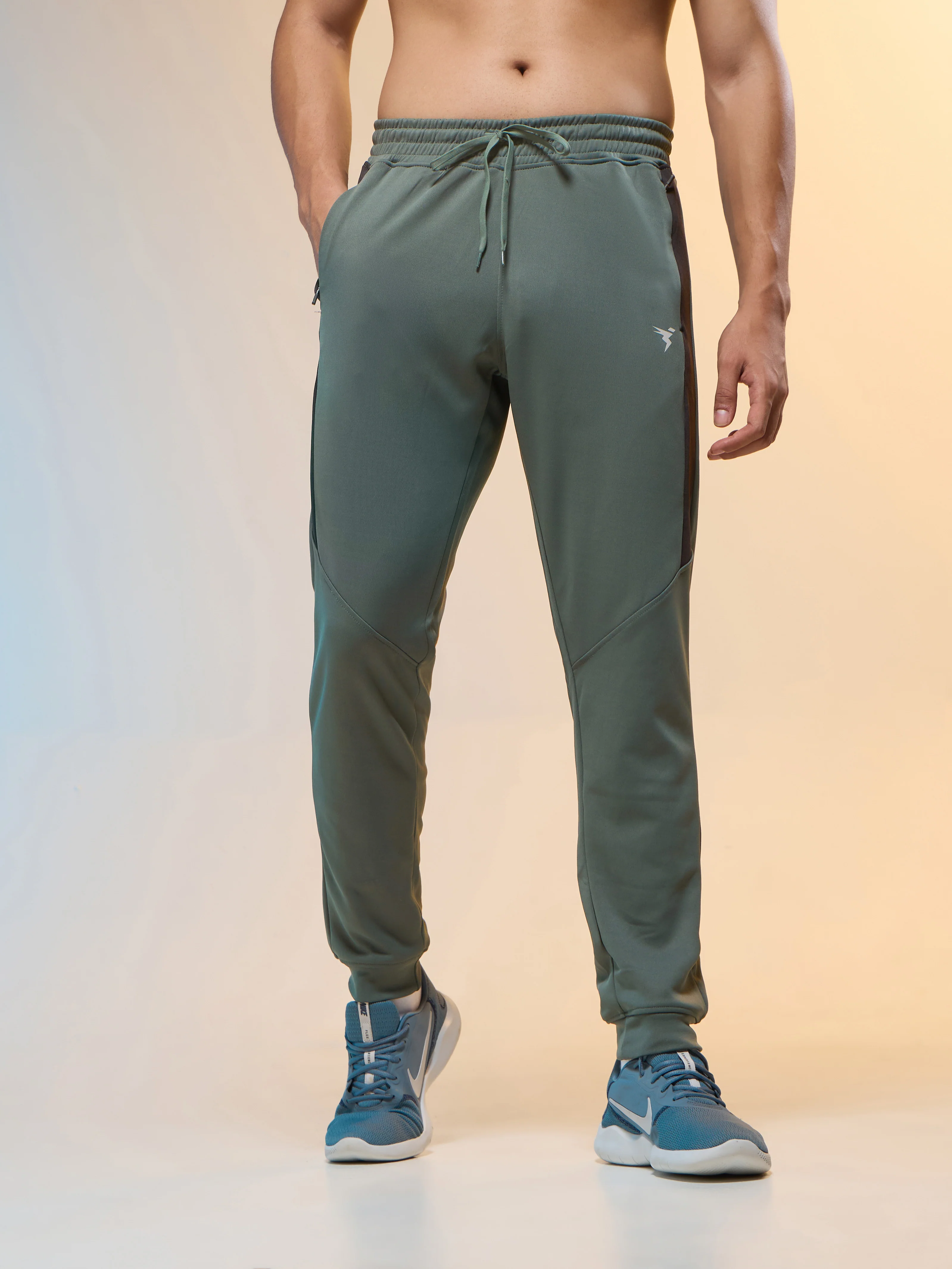 Men Melange Slim Fit Trackpants with TECHNO DRY - Image 2