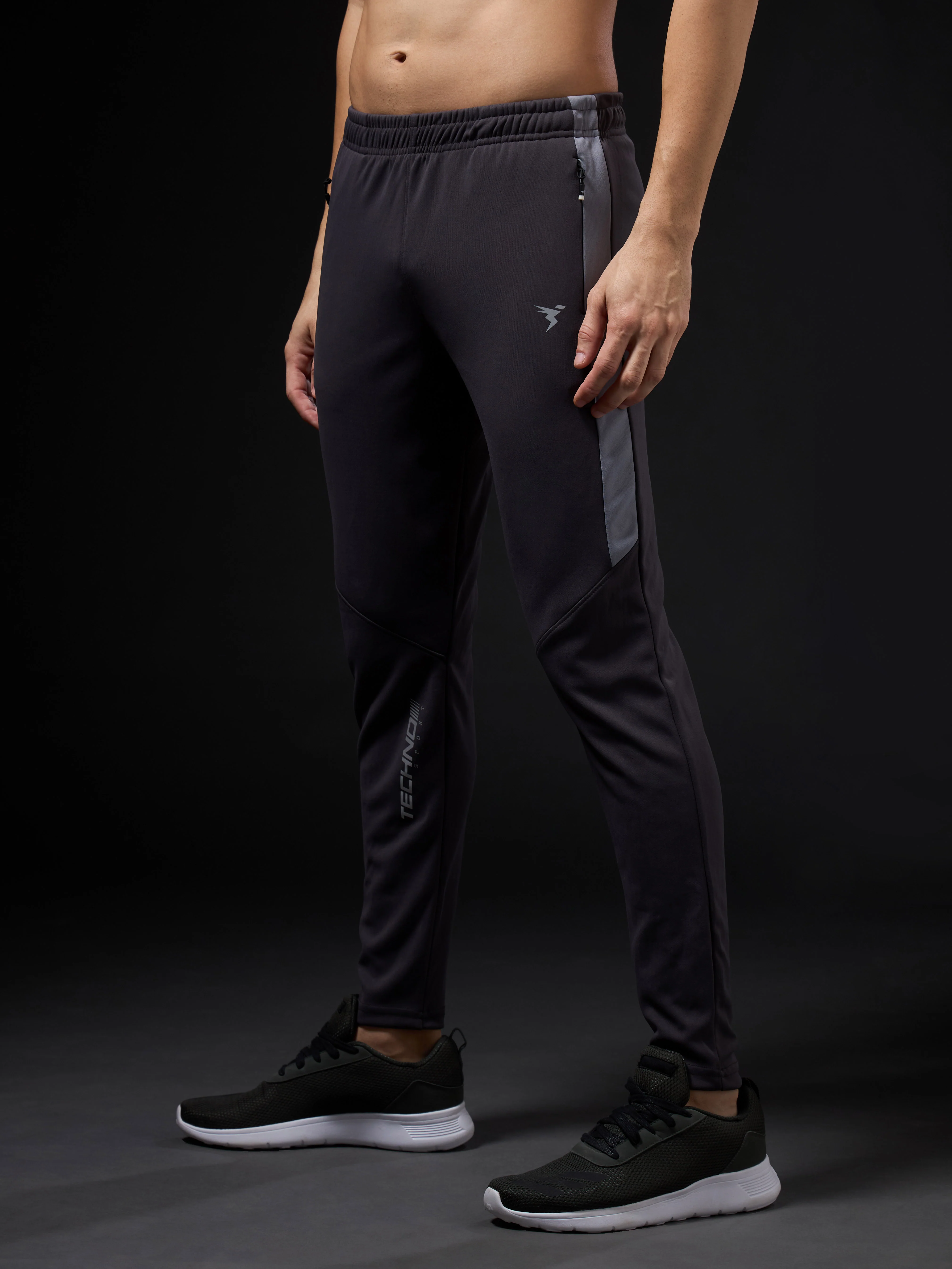 Men Solid Slim Fit Trackpants with TECHNO DRY