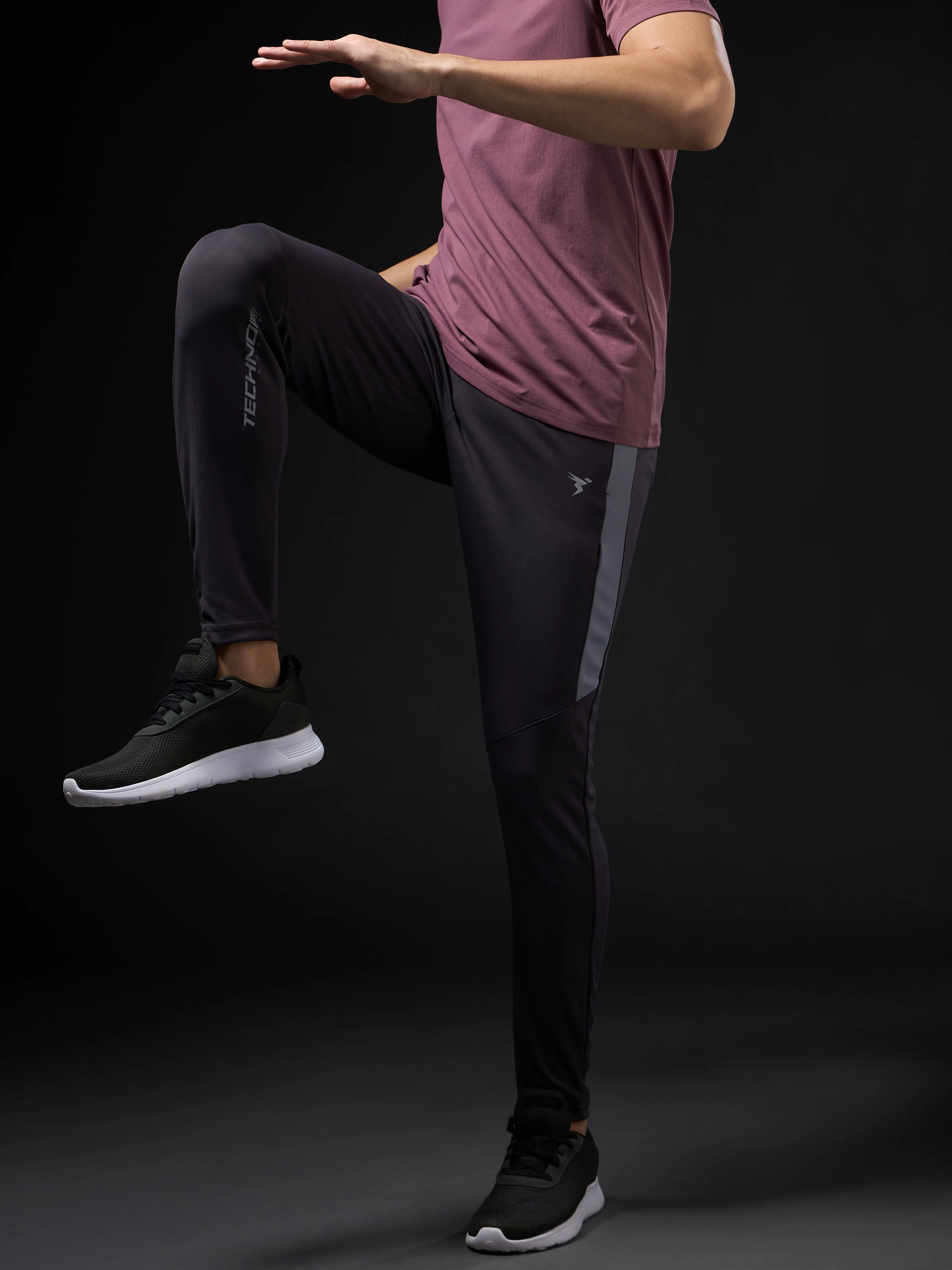 Men Solid Slim Fit Trackpants with TECHNO DRY - Image 2