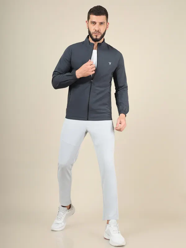 Men Solid Slim Fit Trackpants with TECHNO DRY - Image 3