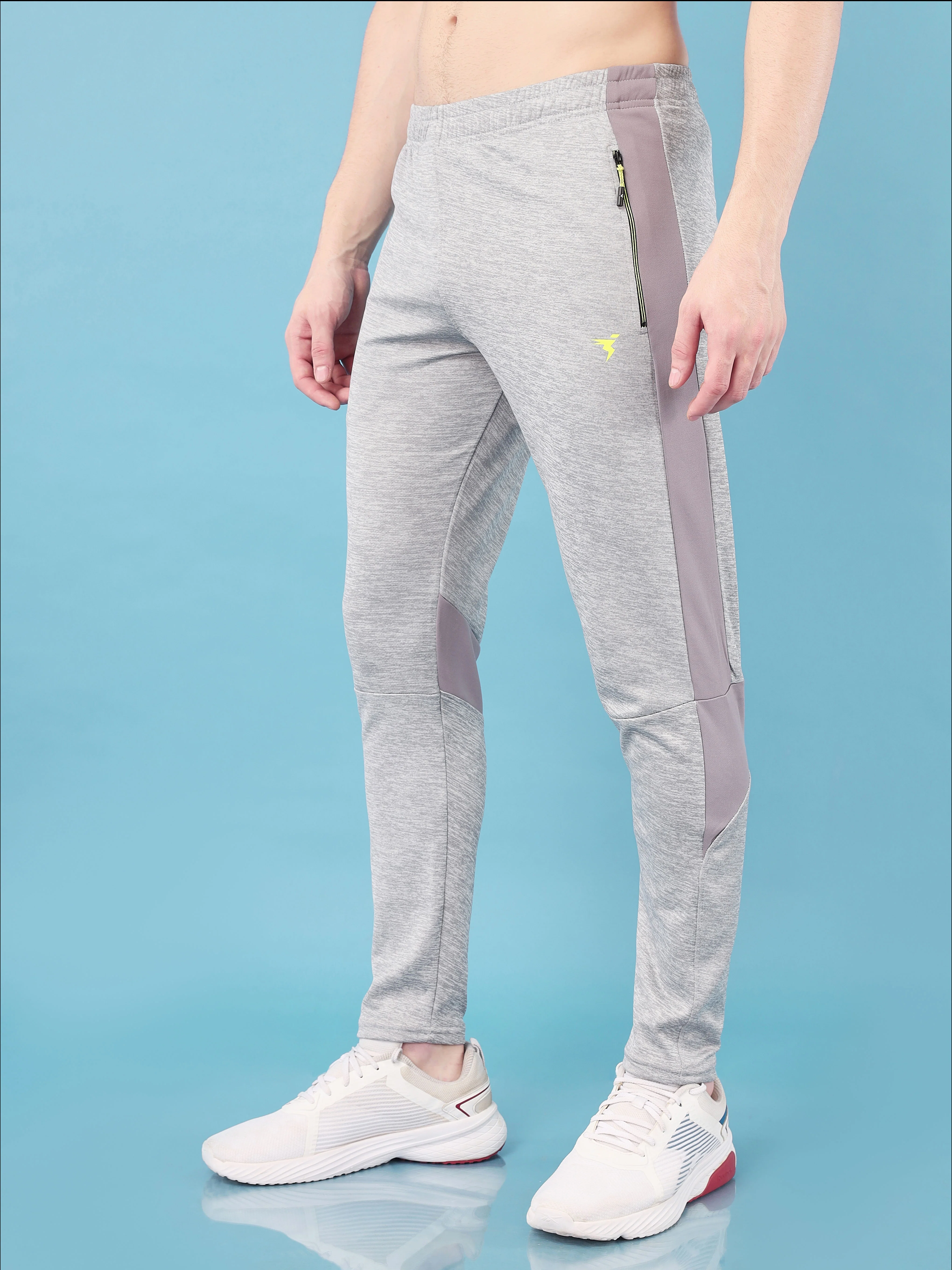 Men Melange Slim Fit Trackpants with TECHNO DRY - Image 4