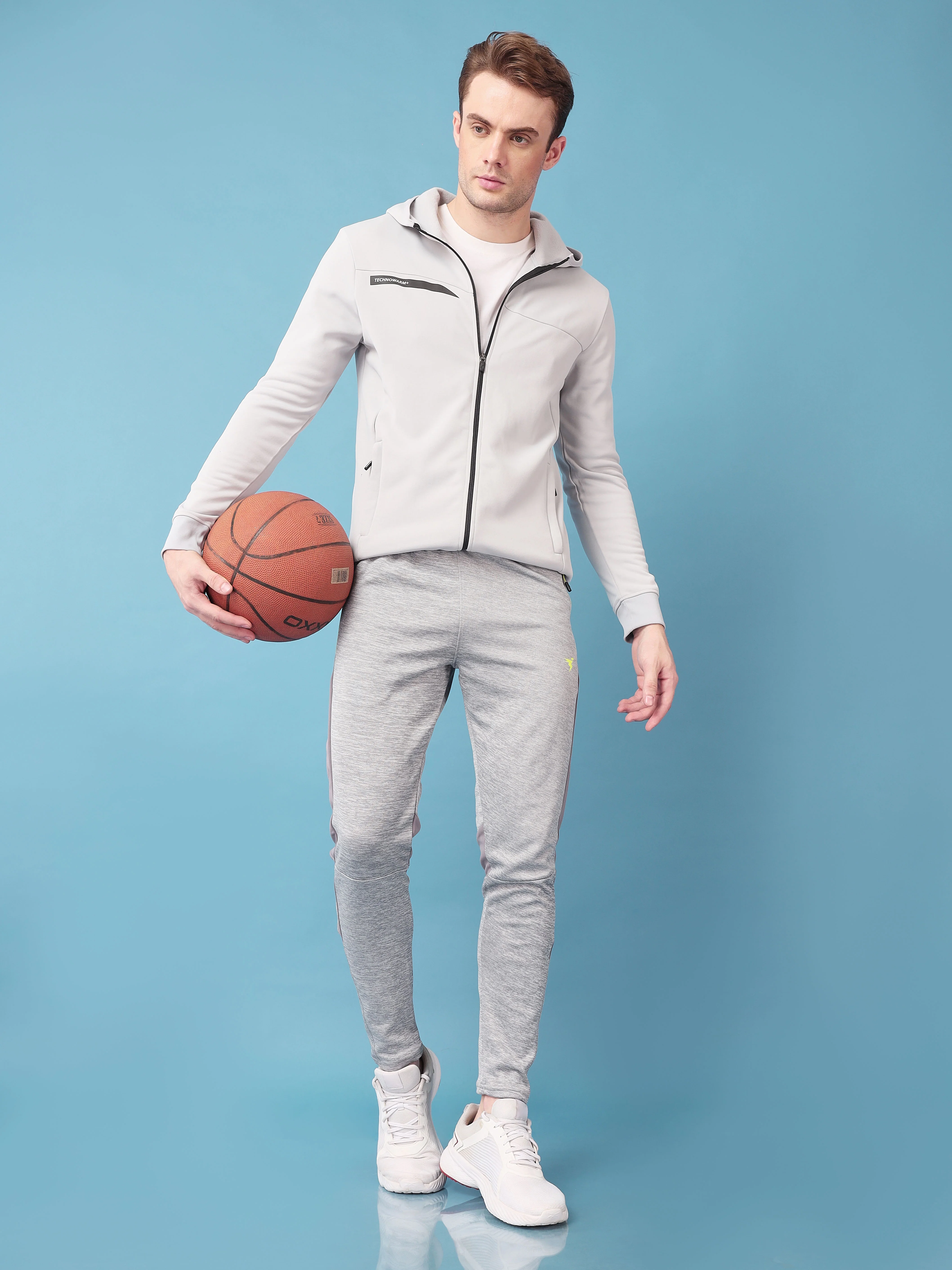 Men Melange Slim Fit Trackpants with TECHNO DRY - Image 5