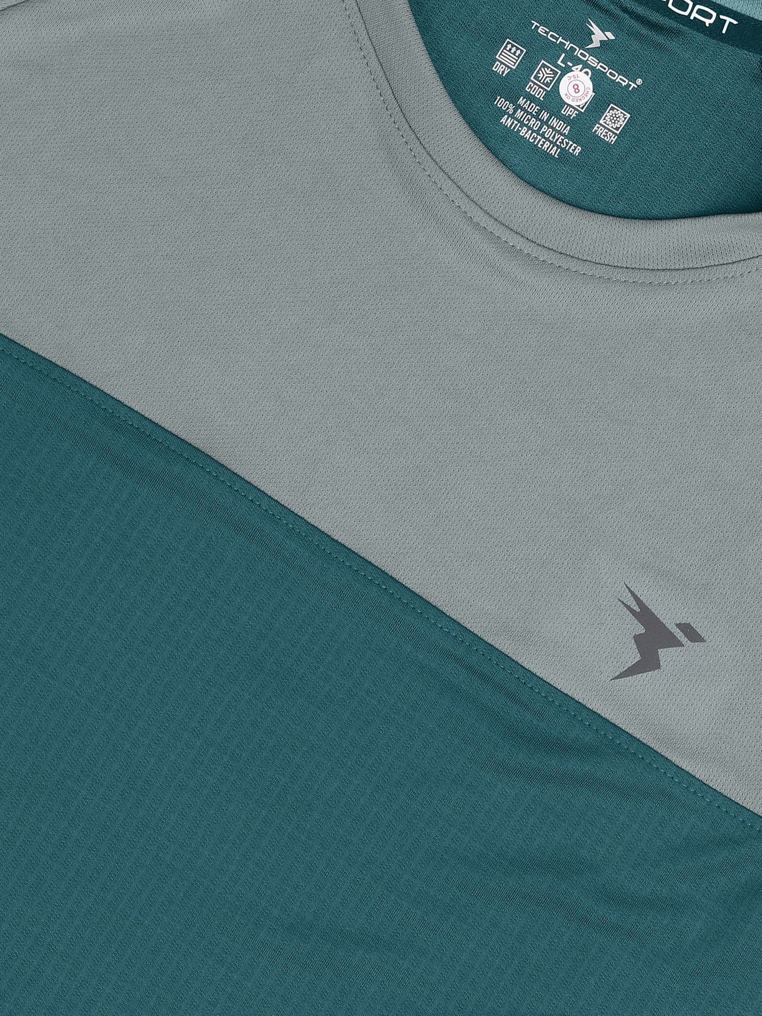 Men Colorblock Slim Fit Crew Neck T-shirt with TECHNO COOL+ - Image 8