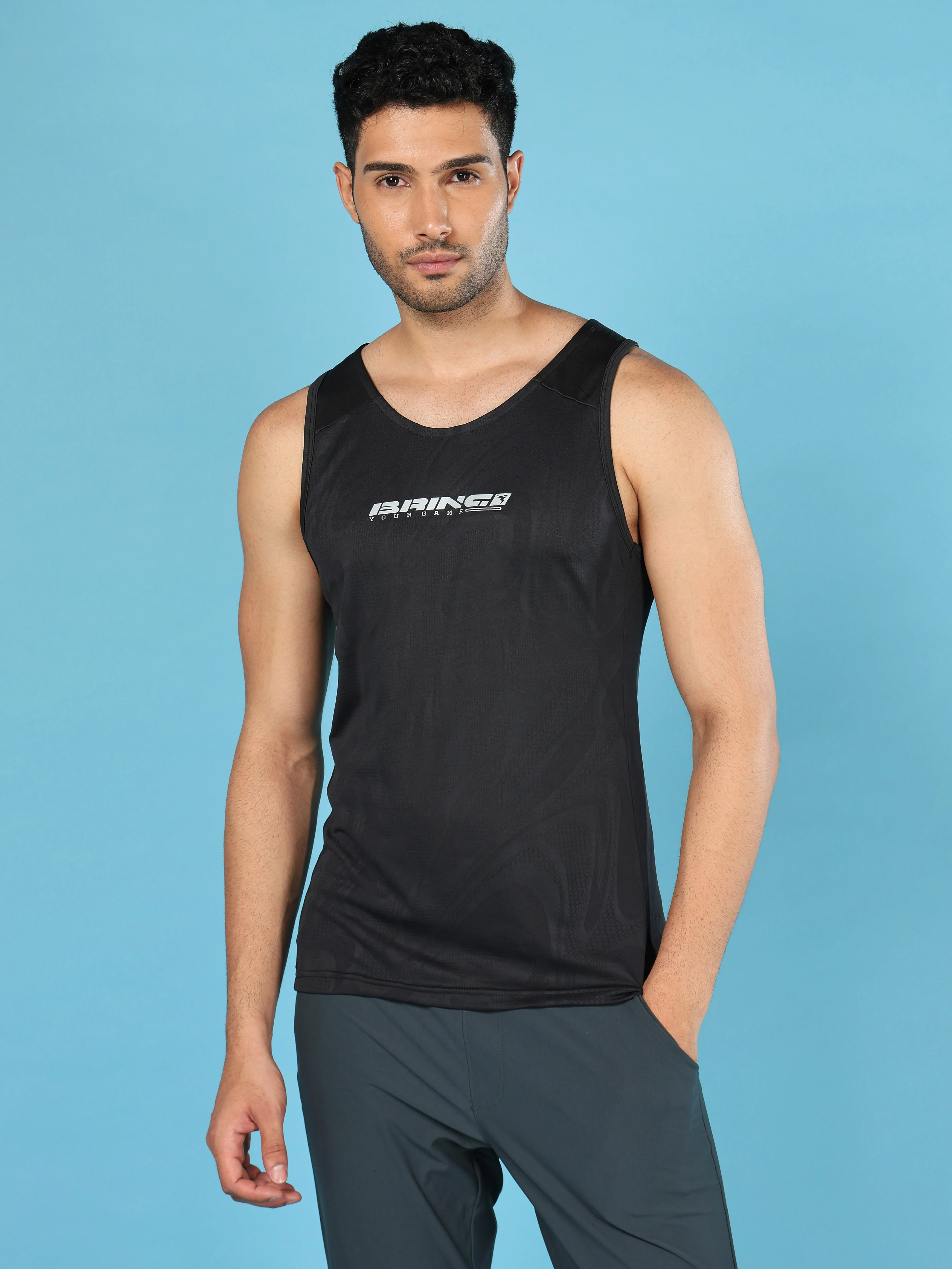 Men Printed Slim Fit Scoop Neck Innerwear Vest with ELASTO LITE