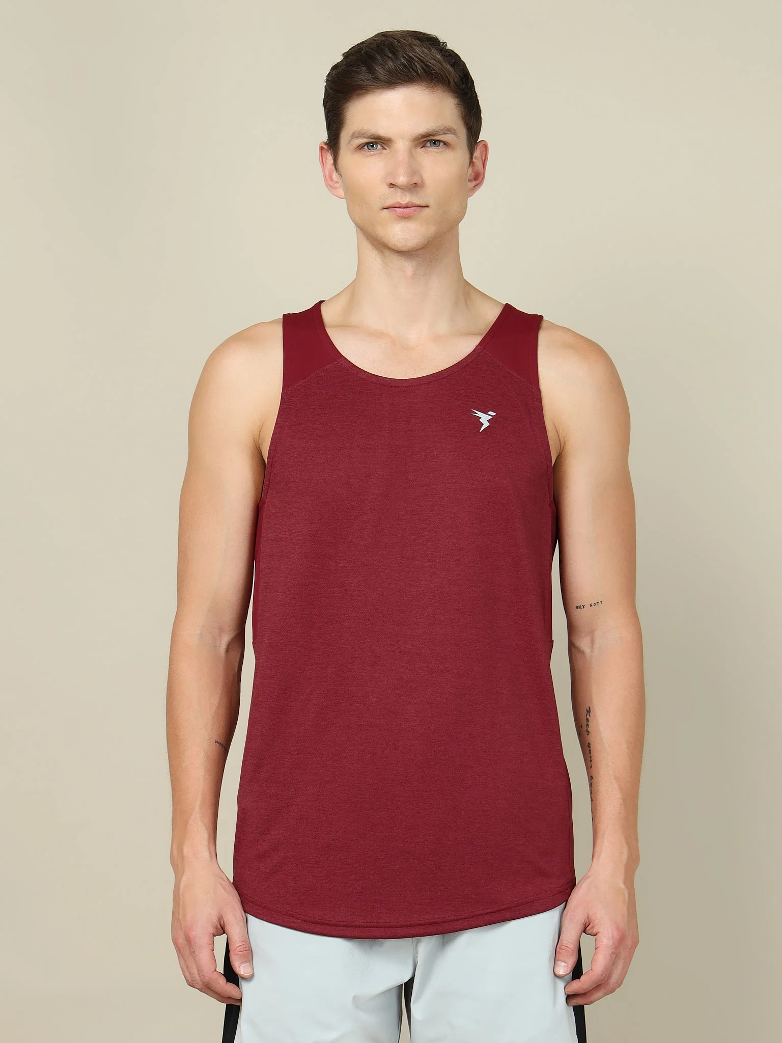 Men Melange Slim Fit Scoop Neck Innerwear Vest with TECHNO COOL+