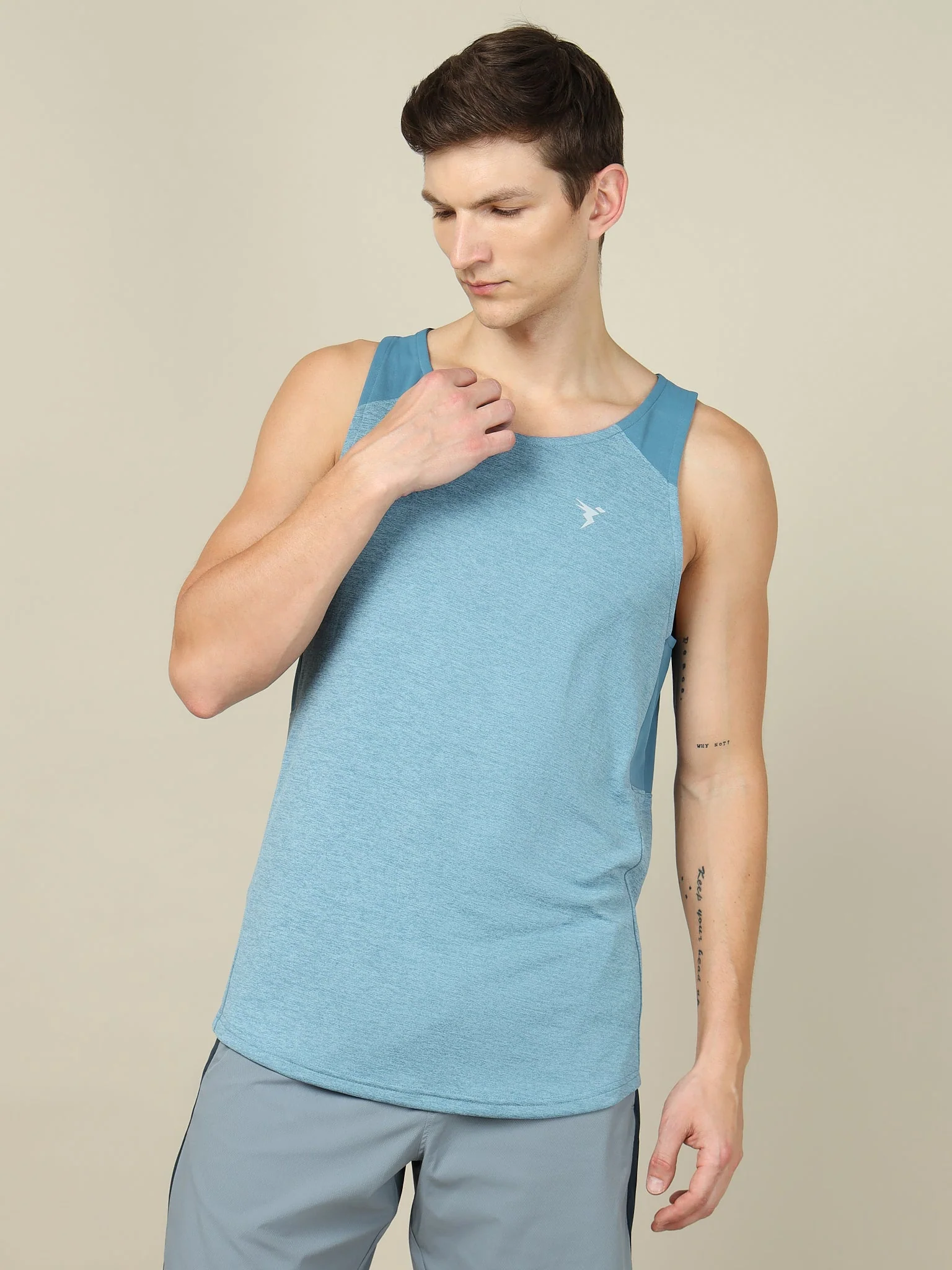 Men Melange Slim Fit Scoop Neck Innerwear Vest with TECHNO COOL+ - Image 4