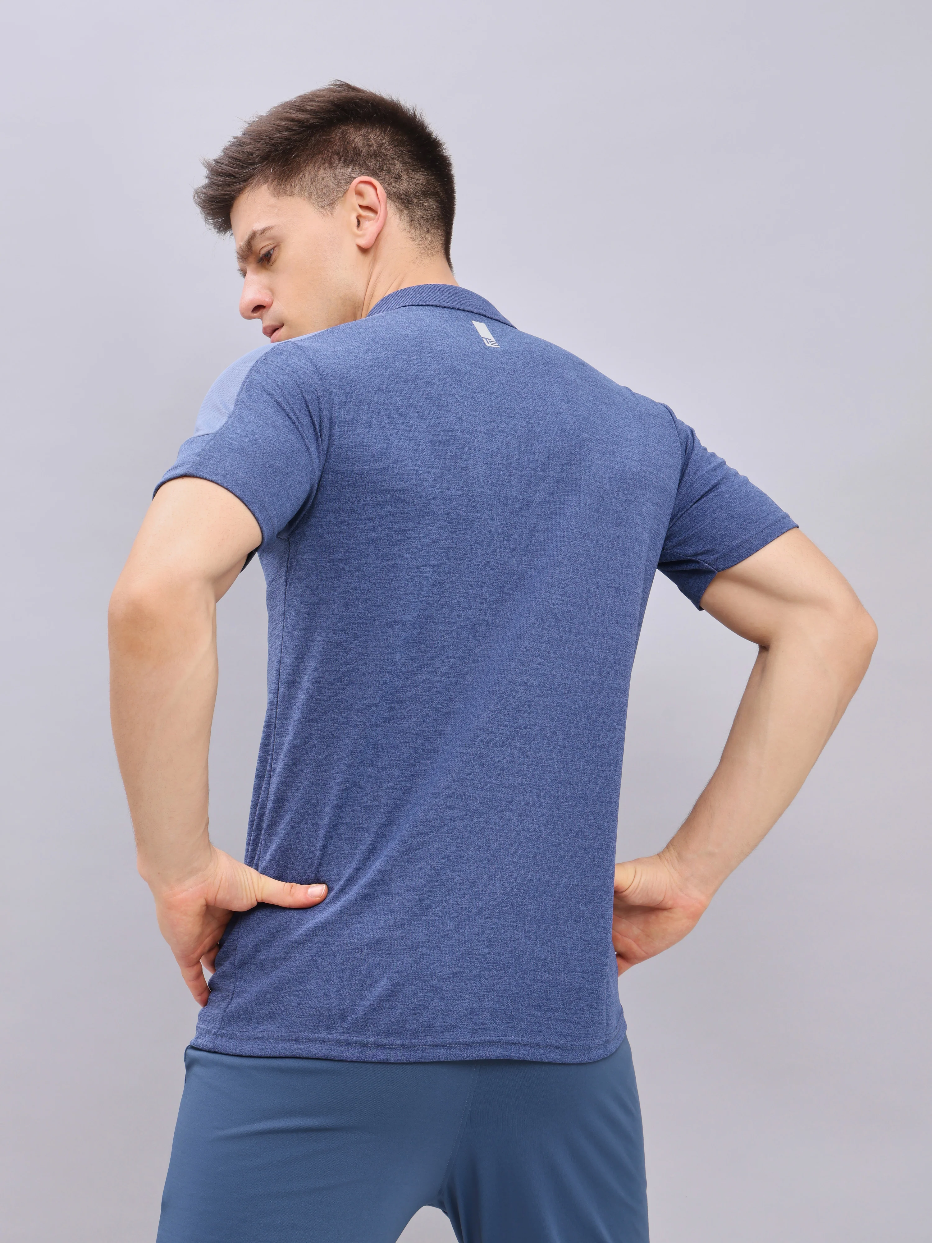 Men Melange Slim Fit Polo T-shirt with DOUBLE COOL - Image 2