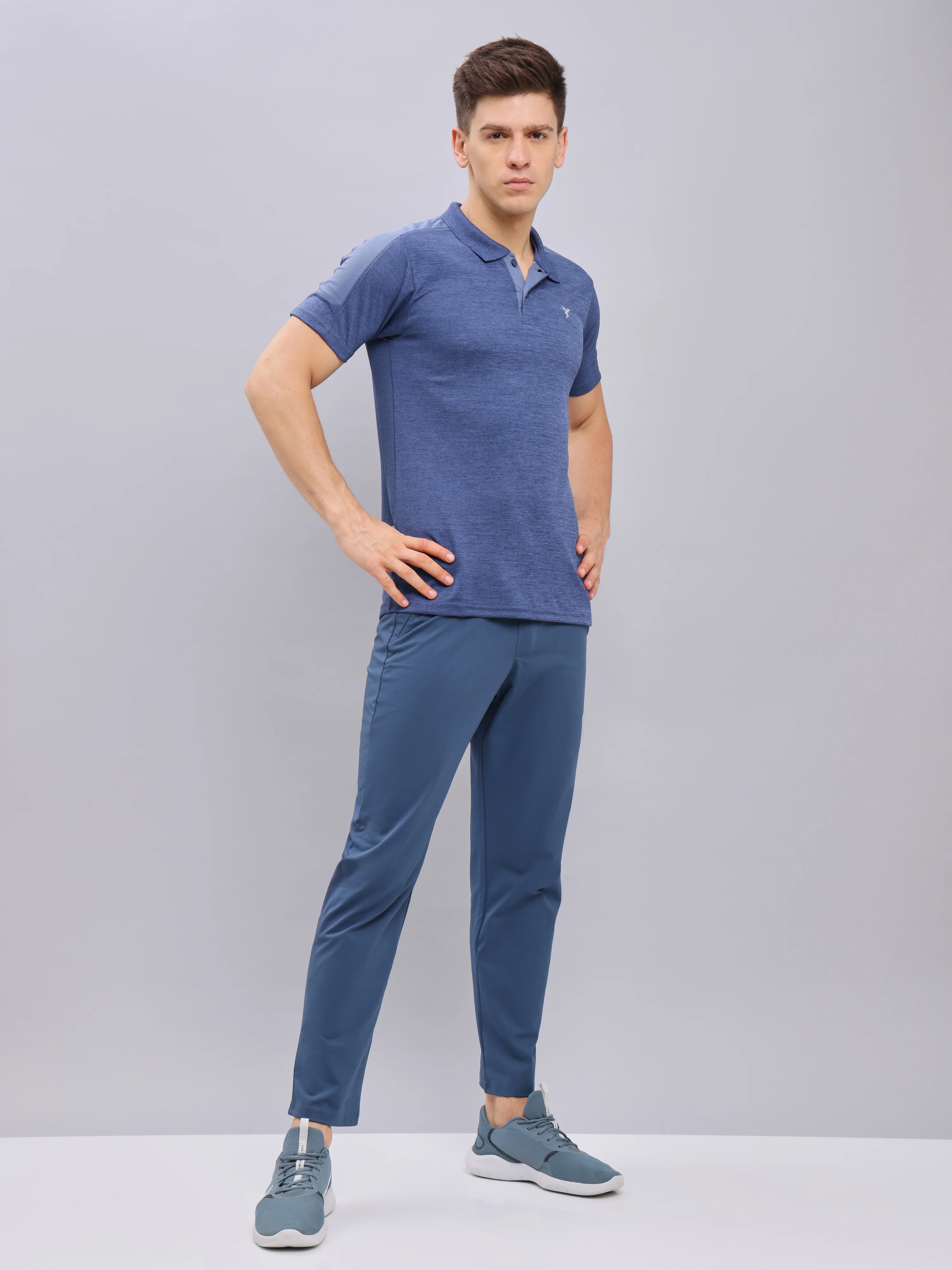 Men Melange Slim Fit Polo T-shirt with DOUBLE COOL - Image 4