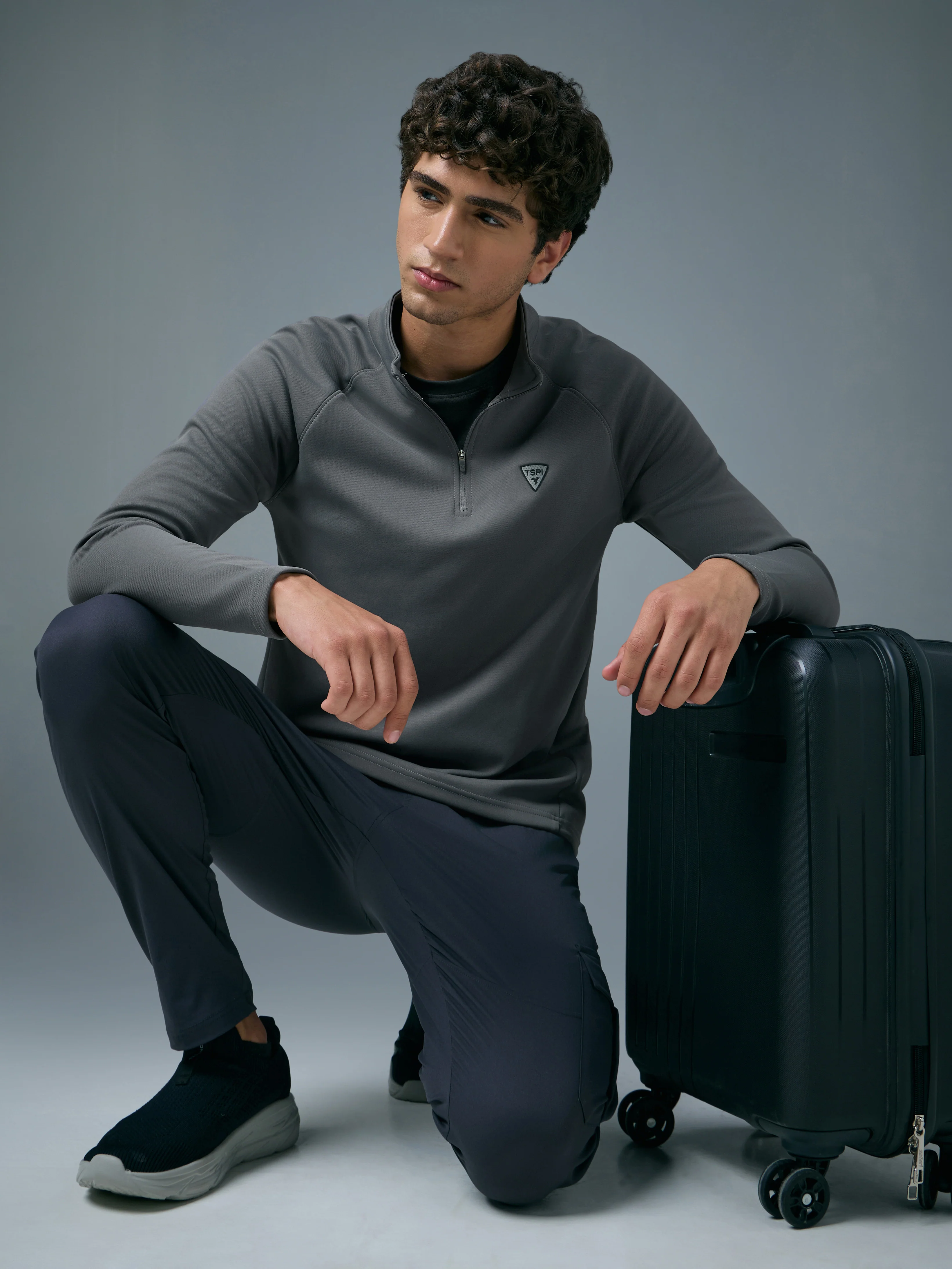 Men Solid Slim Fit Mock Neck Sports Sweatshirt with ELASTO PLUS - Image 5