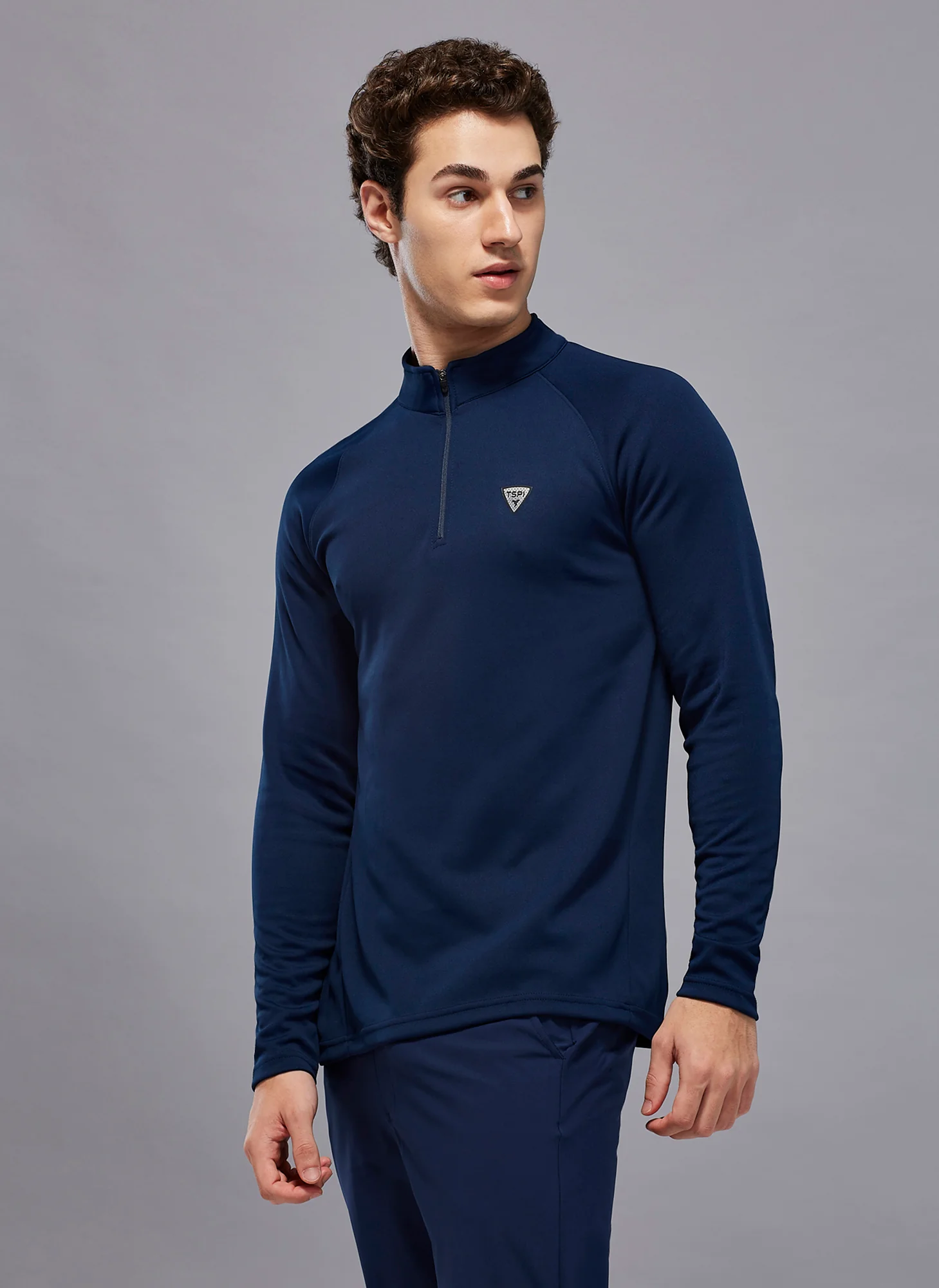 Men Solid Slim Fit Mock Neck Sports Sweatshirt with ELASTO PLUS - Image 4