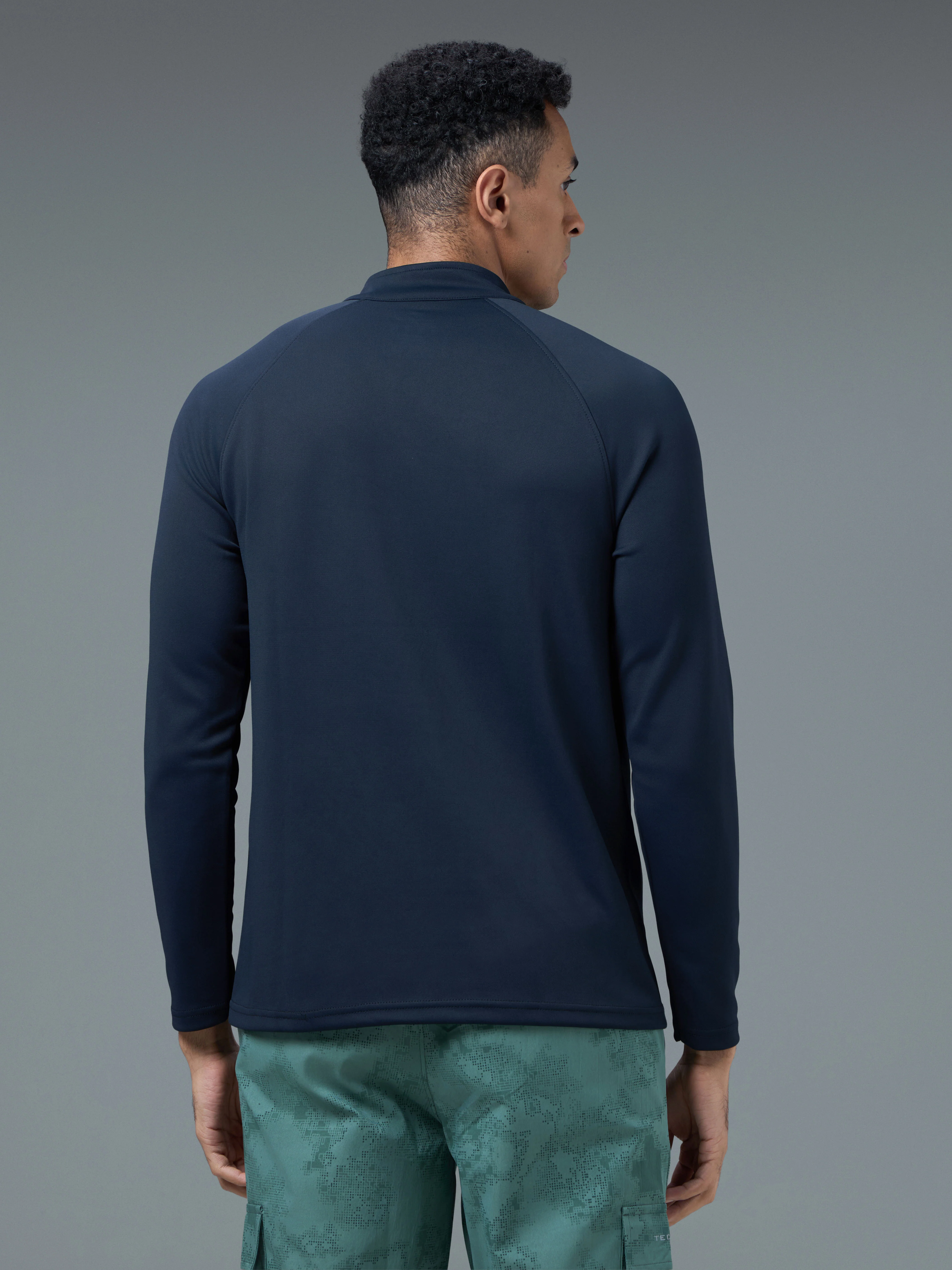 Men Solid Slim Fit Mock Neck Sports Sweatshirt with ELASTO PLUS - Image 3