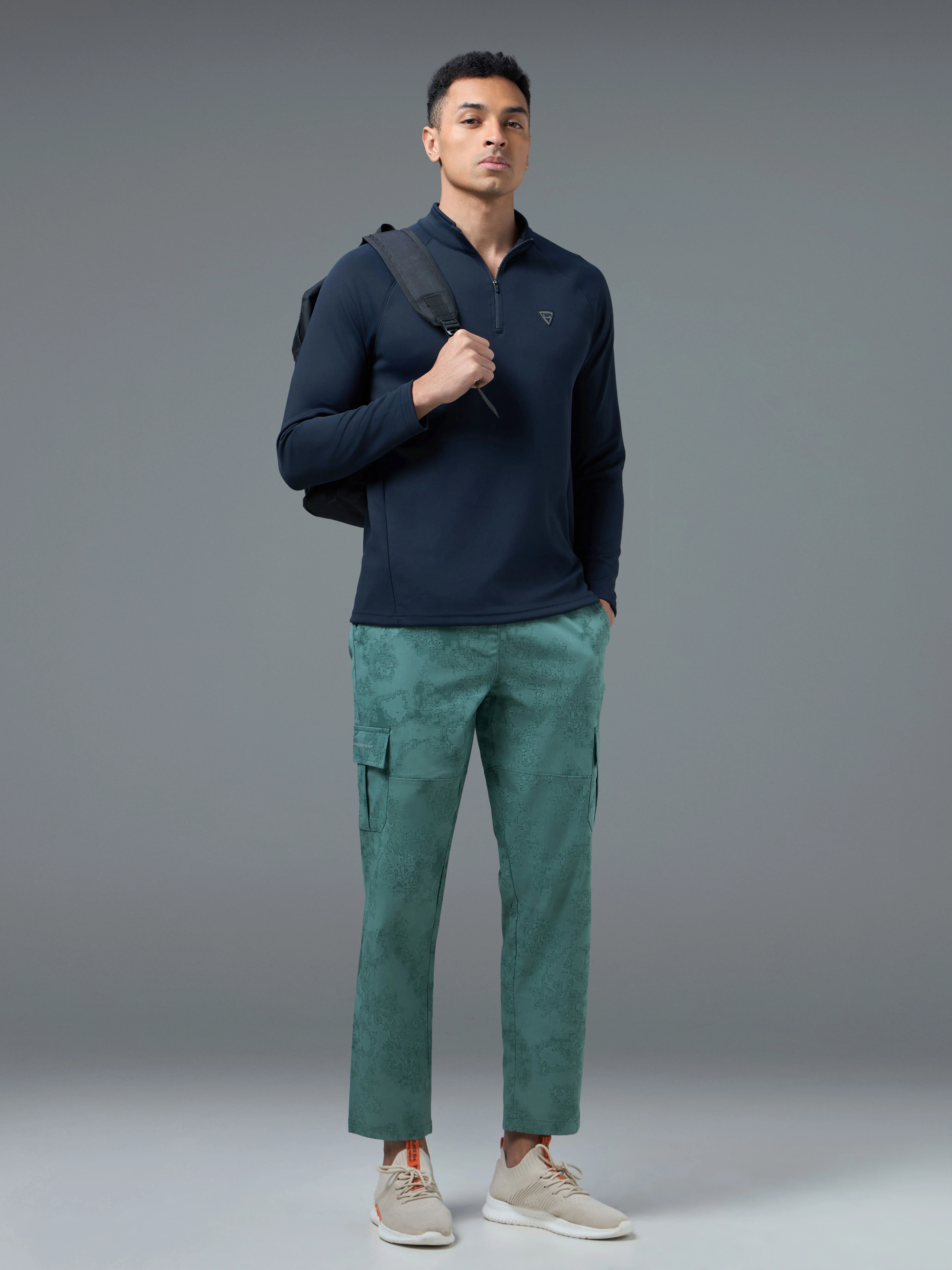 Men Solid Slim Fit Mock Neck Sports Sweatshirt with ELASTO PLUS - Image 5