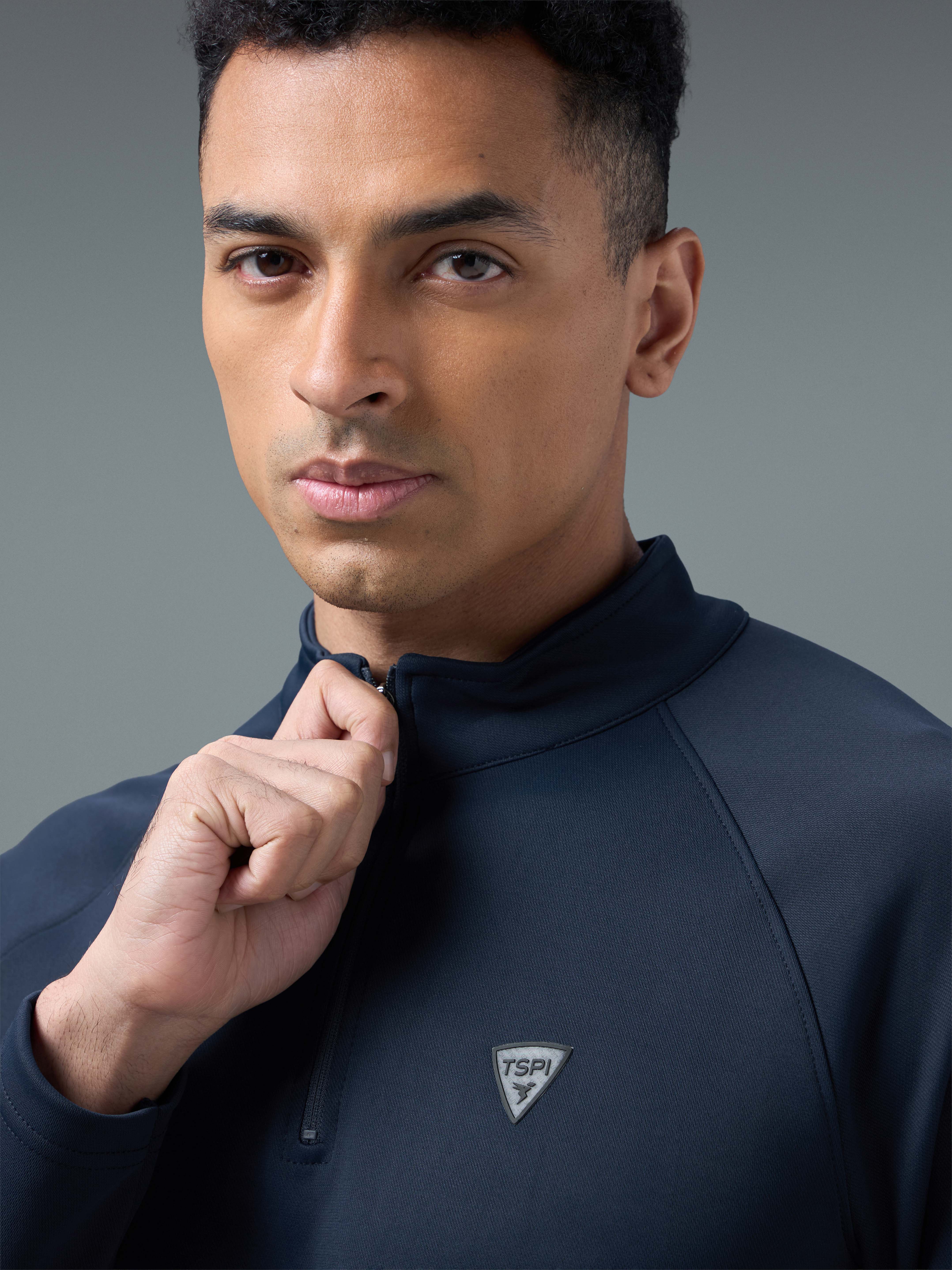 Men Solid Slim Fit Mock Neck Sports Sweatshirt with ELASTO PLUS - Image 6