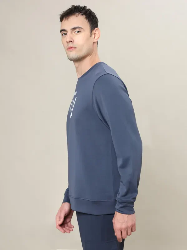 Men Printed Slim Fit Crew Neck Sweatshirt with ELASTO PLUS - Image 4