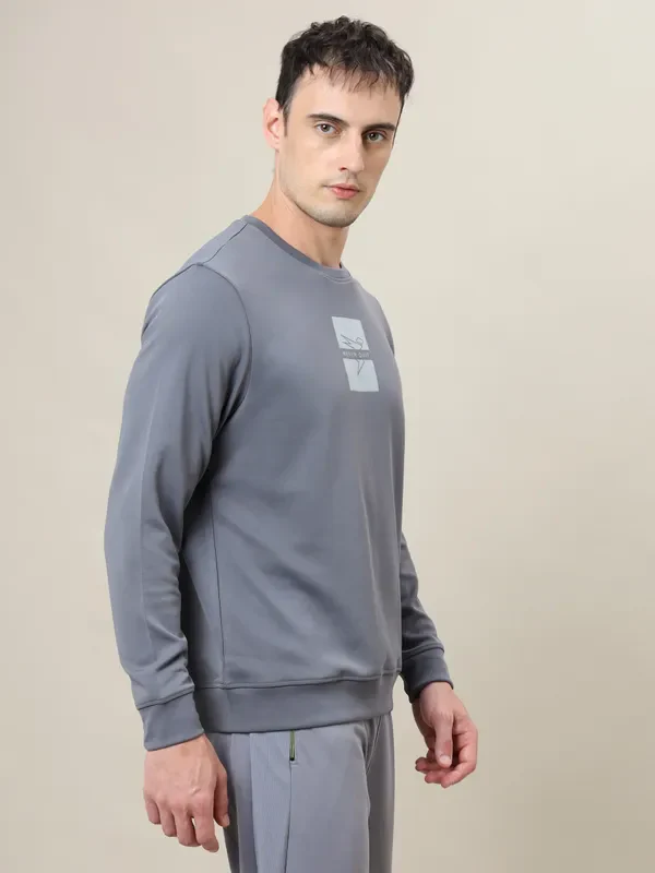 Men Printed Slim Fit Crew Neck Sweatshirt with ELASTO PLUS - Image 4