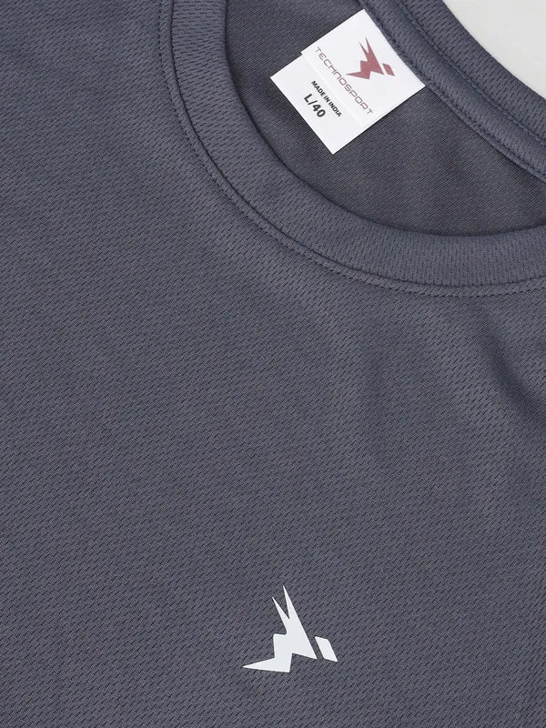Men Solid Slim Fit Crew Neck T-shirt with TECHNO COOL+ - Image 8