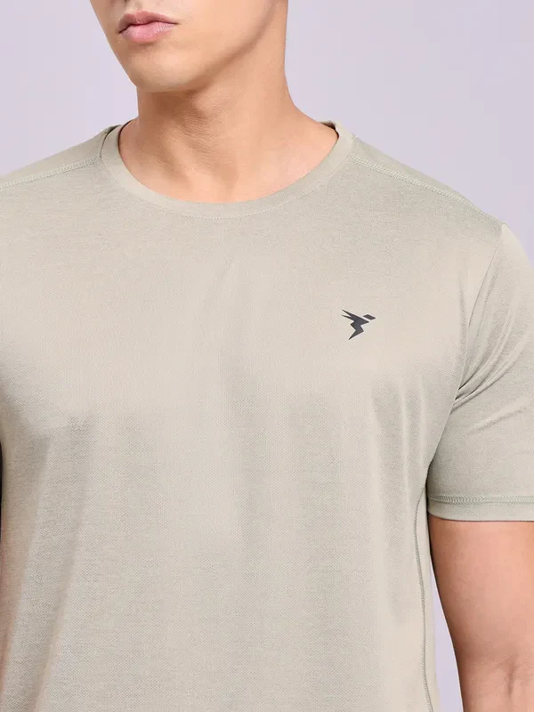 Men Solid Slim Fit Crew Neck T-shirt with DOUBLE COOL - Image 6
