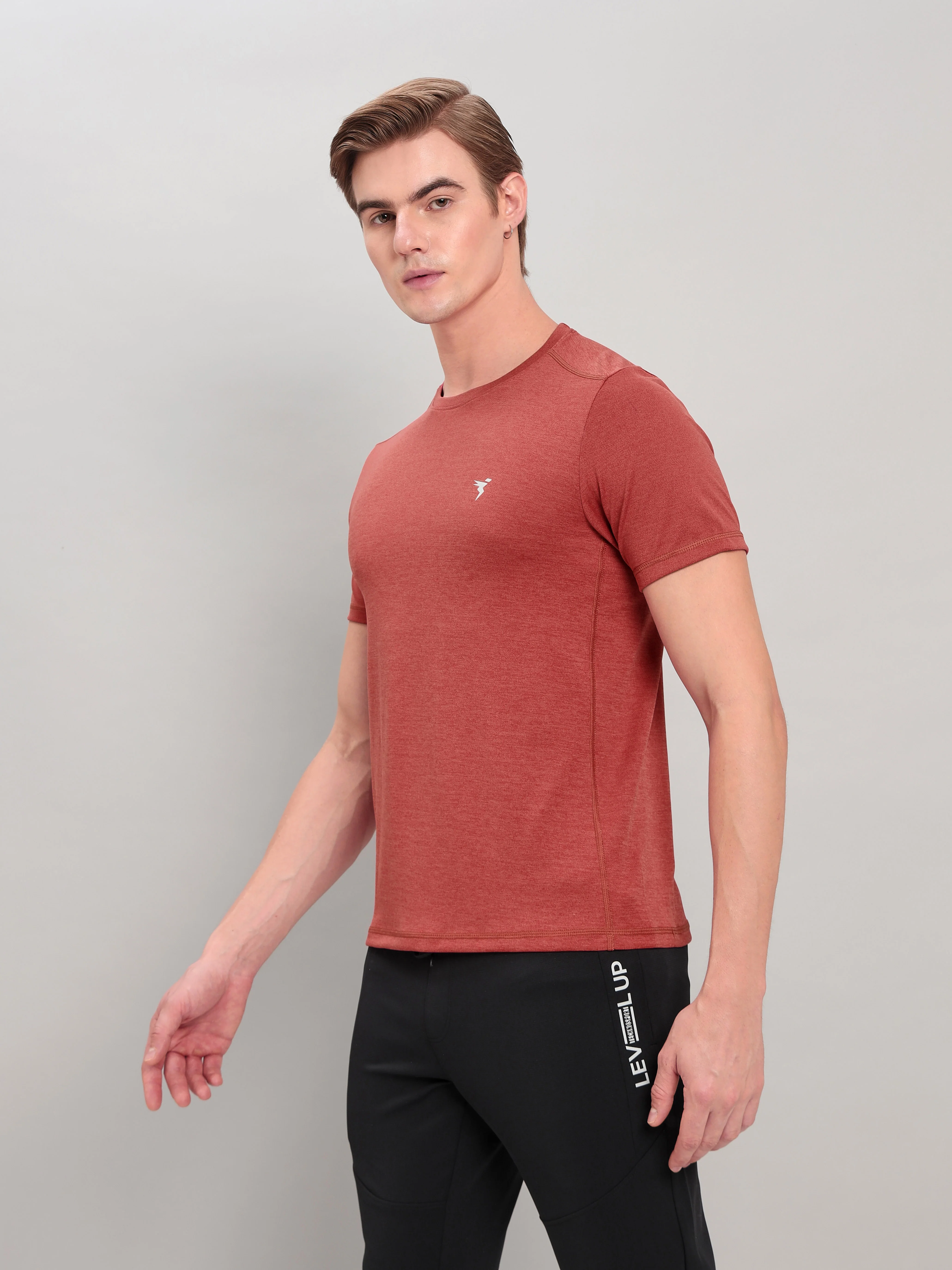 Men Solid Slim Fit Crew Neck T-shirt with DOUBLE COOL - Image 4