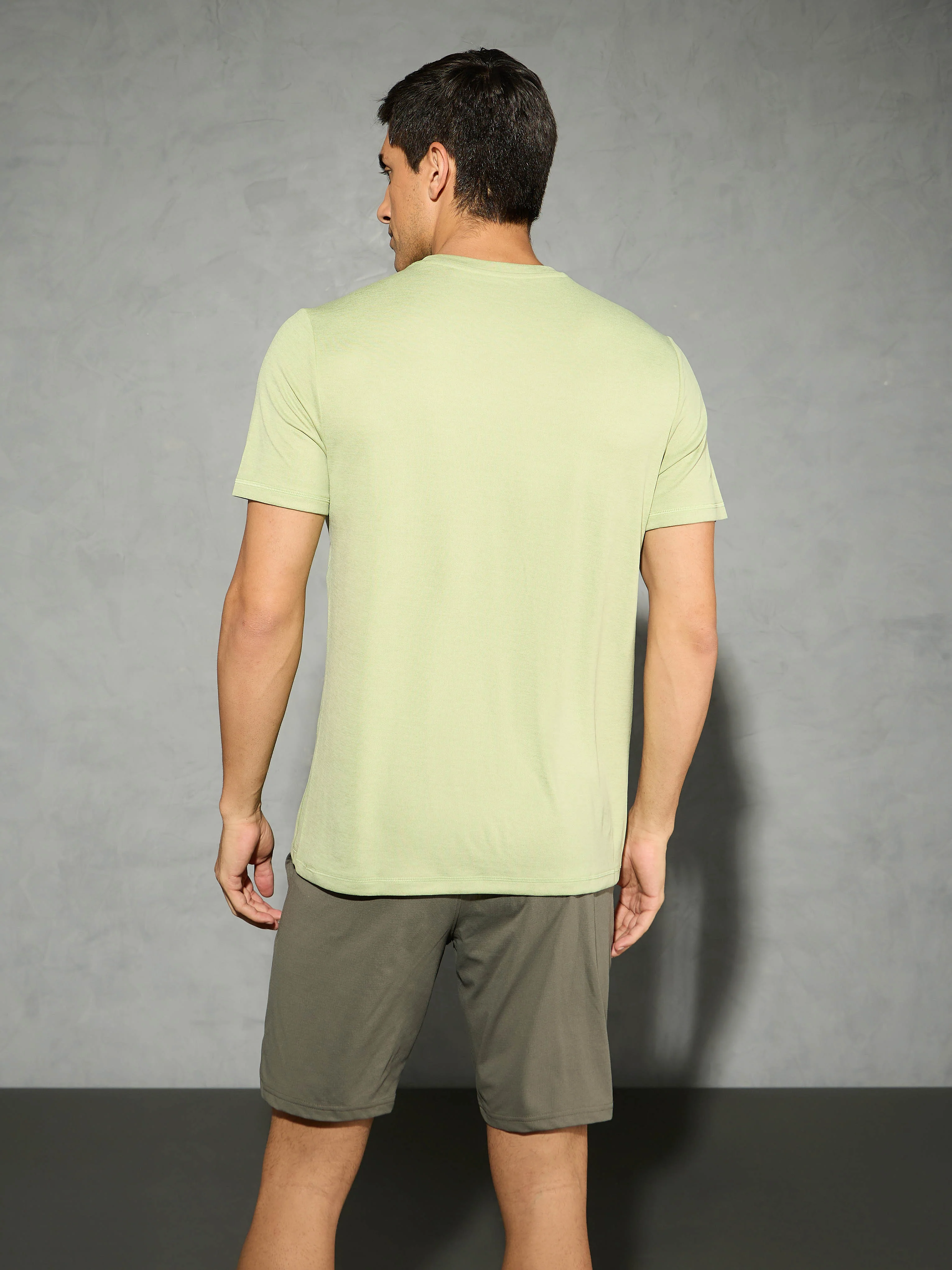 Men Solid Slim Fit Crew Neck T-shirt with DOUBLE COOL - Image 3