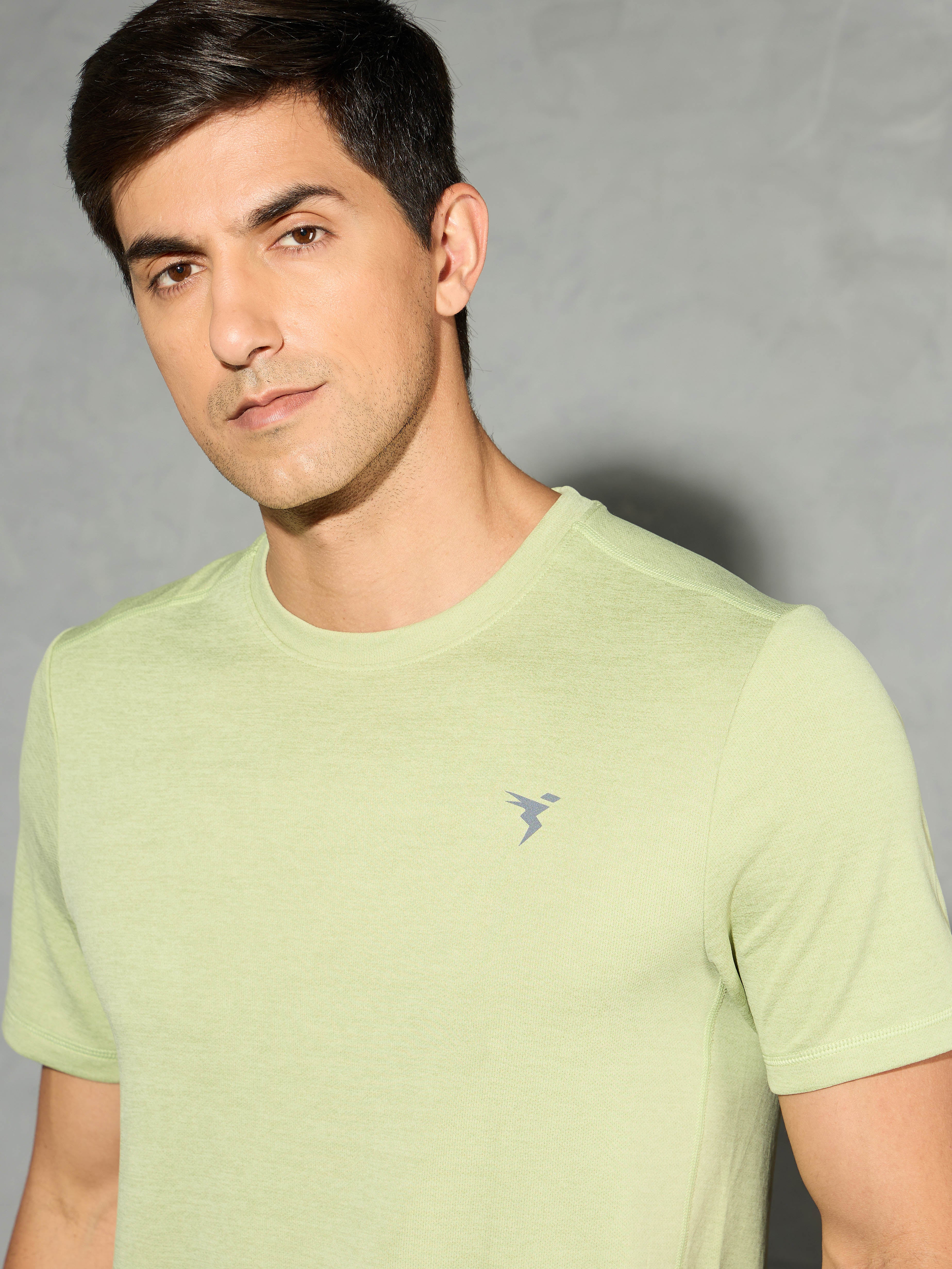 Men Solid Slim Fit Crew Neck T-shirt with DOUBLE COOL - Image 6