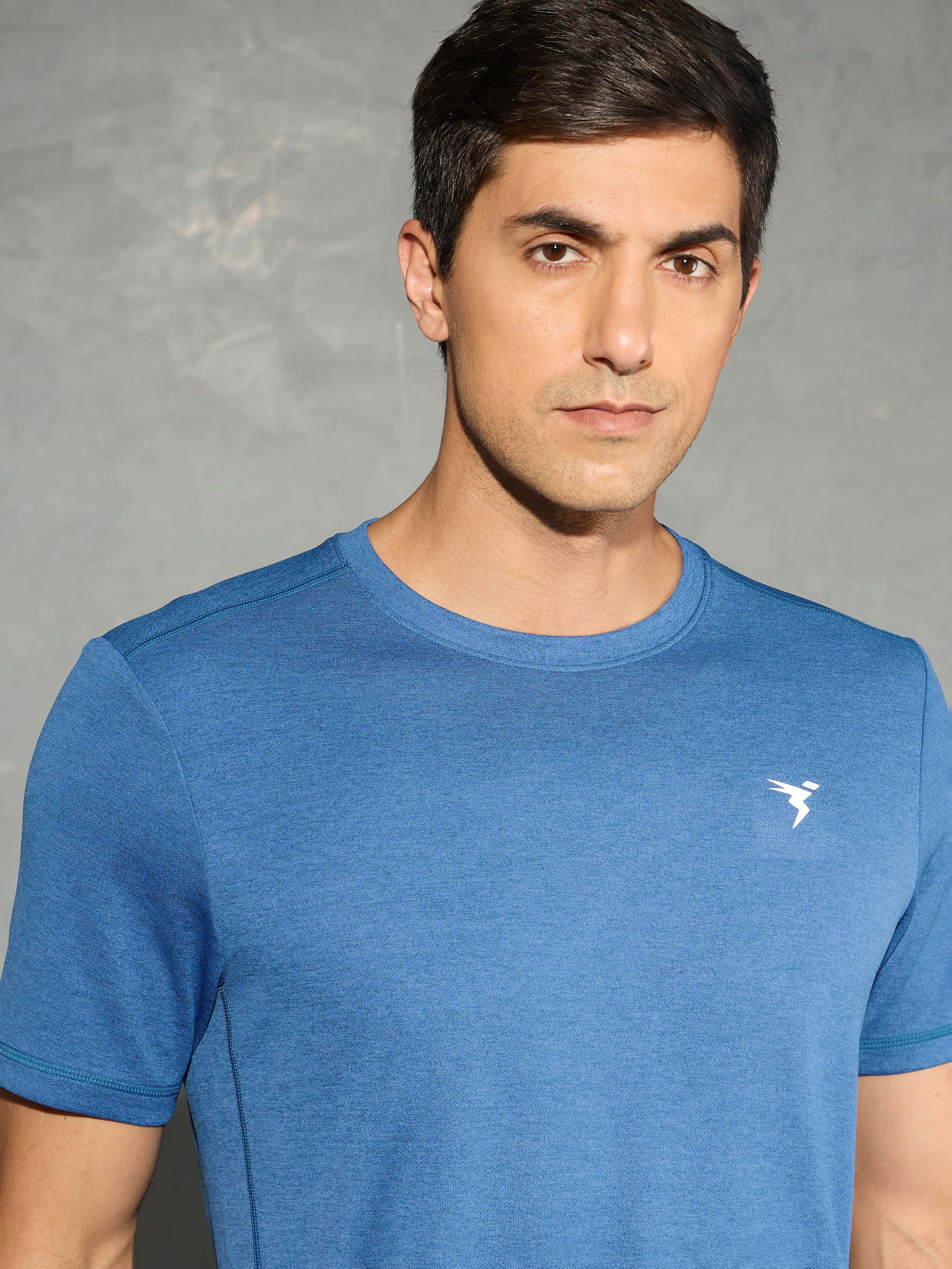Men Solid Slim Fit Crew Neck T-shirt with DOUBLE COOL - Image 6