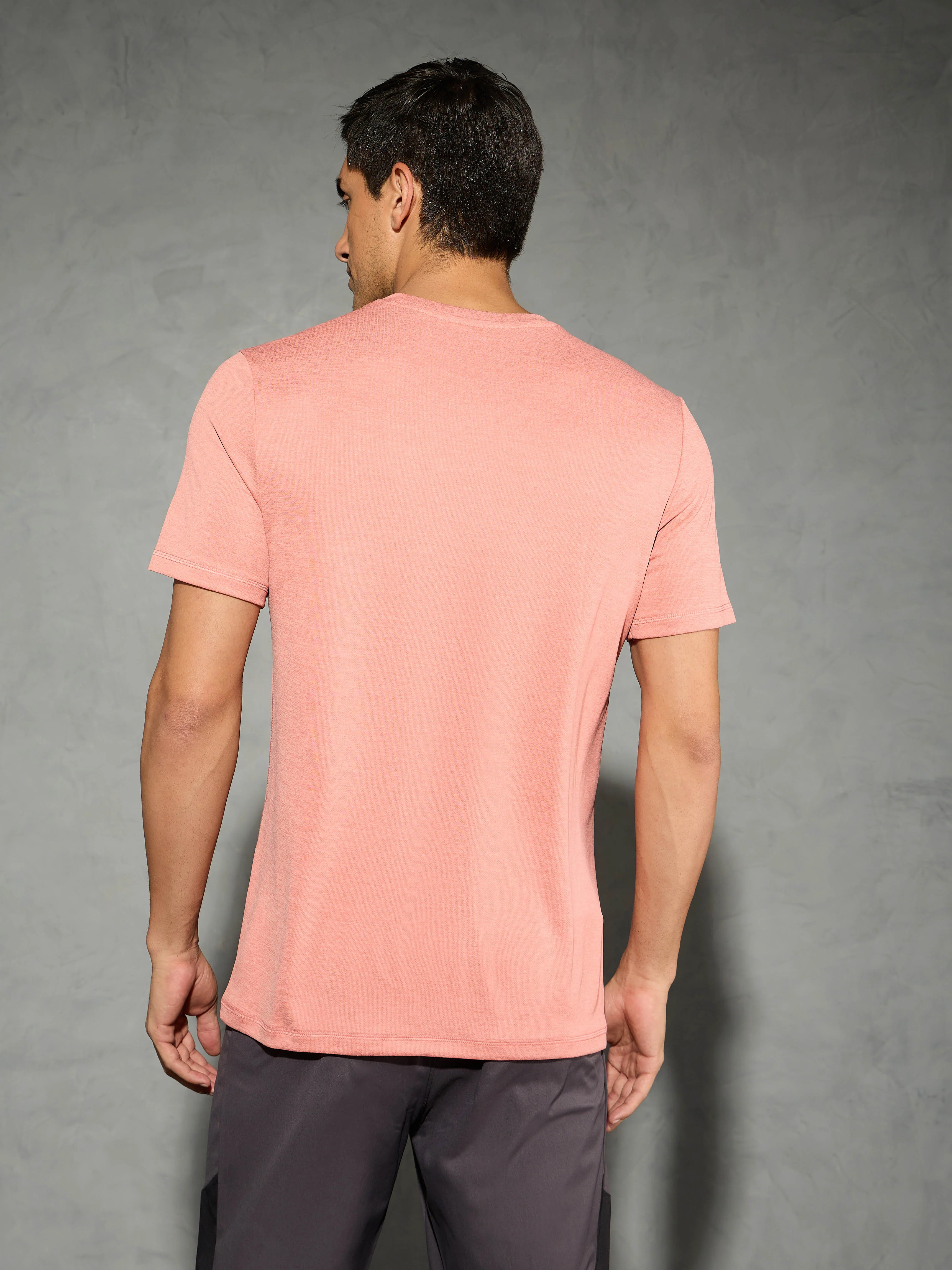 Men Solid Slim Fit Crew Neck T-shirt with DOUBLE COOL - Image 3