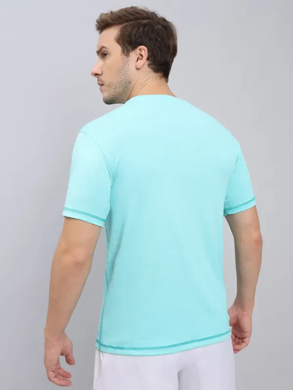 Men Solid Slim Fit Crew Neck T-shirt with DOUBLE COOL - Image 3