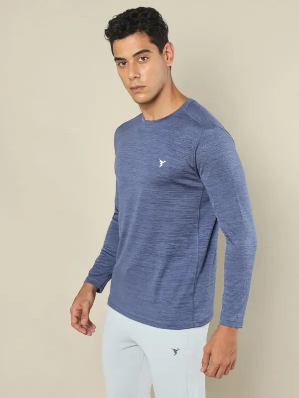 Men Melange Slim Fit Crew Neck T-shirt with DOUBLE COOL - Image 4