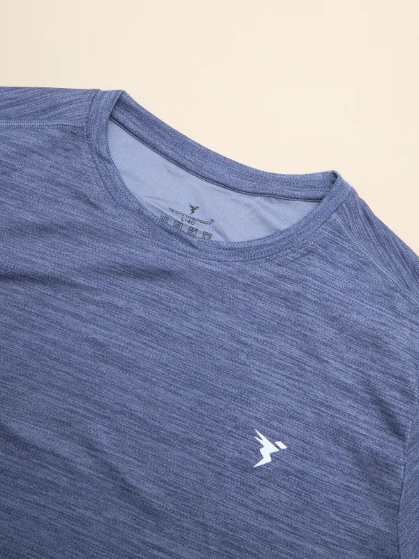 Men Melange Slim Fit Crew Neck T-shirt with DOUBLE COOL - Image 7