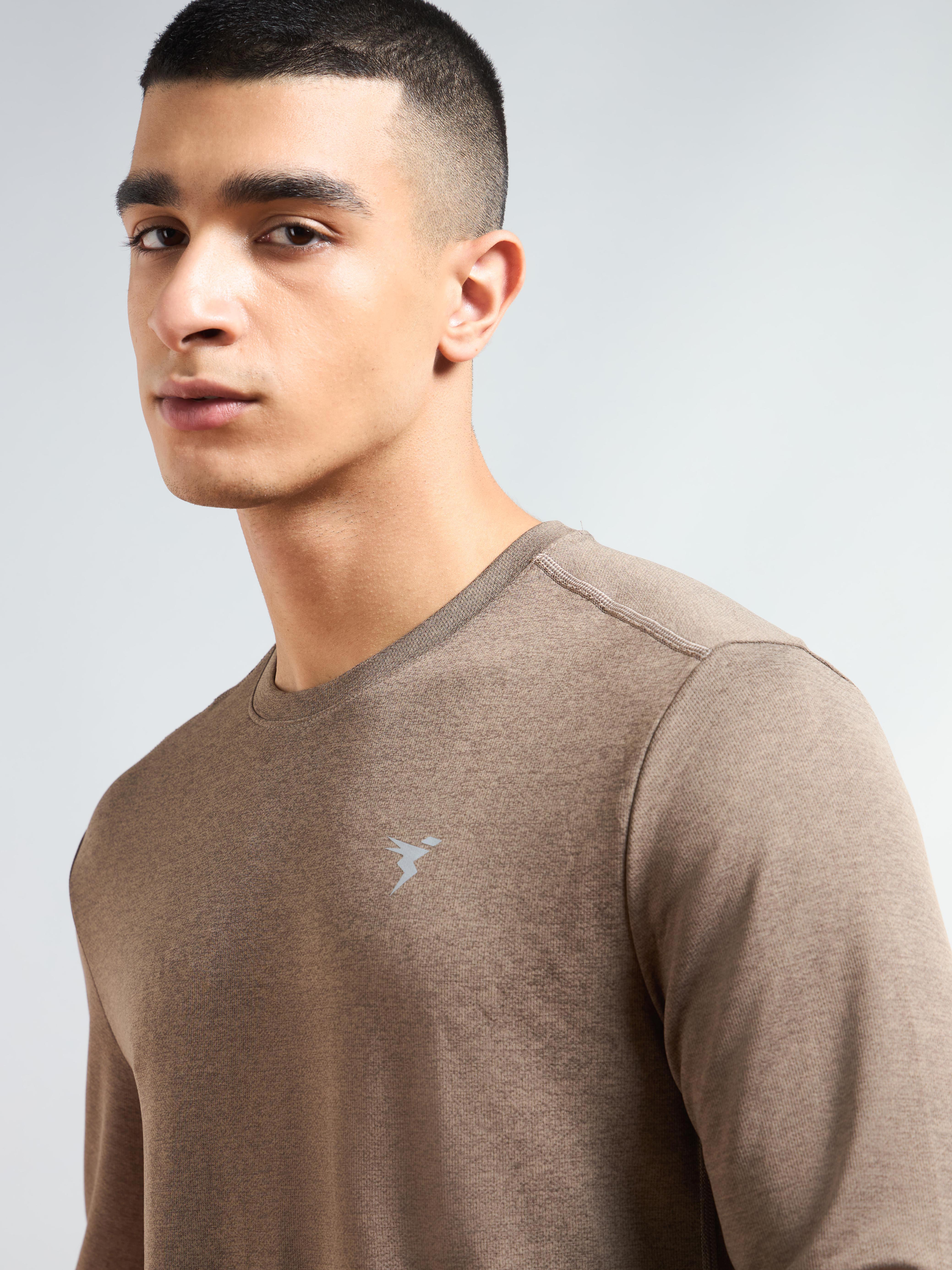 Men Melange Slim Fit Crew Neck T-shirt with DOUBLE COOL - Image 5