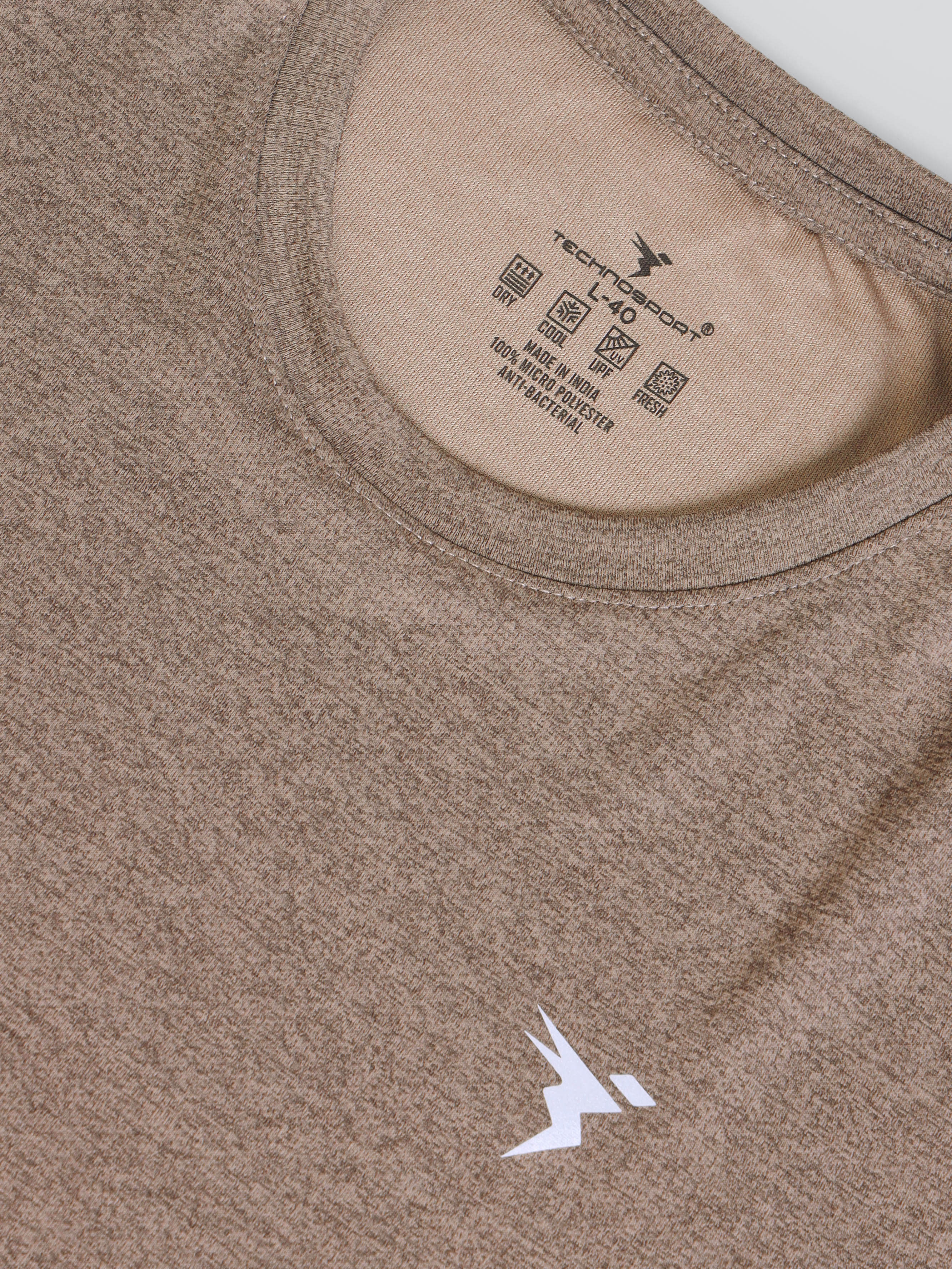 Men Melange Slim Fit Crew Neck T-shirt with DOUBLE COOL - Image 6