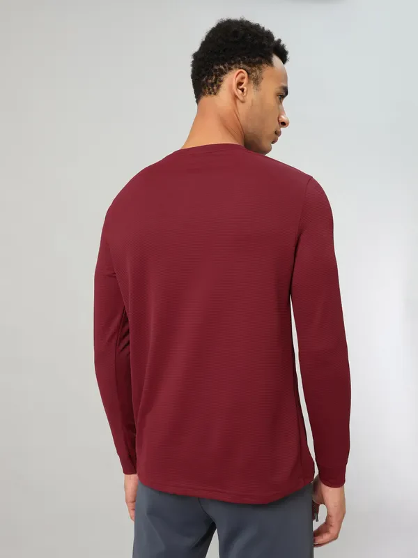 Men Self Design Slim Fit Henley Neck T-shirt with MATPIQ - Image 3