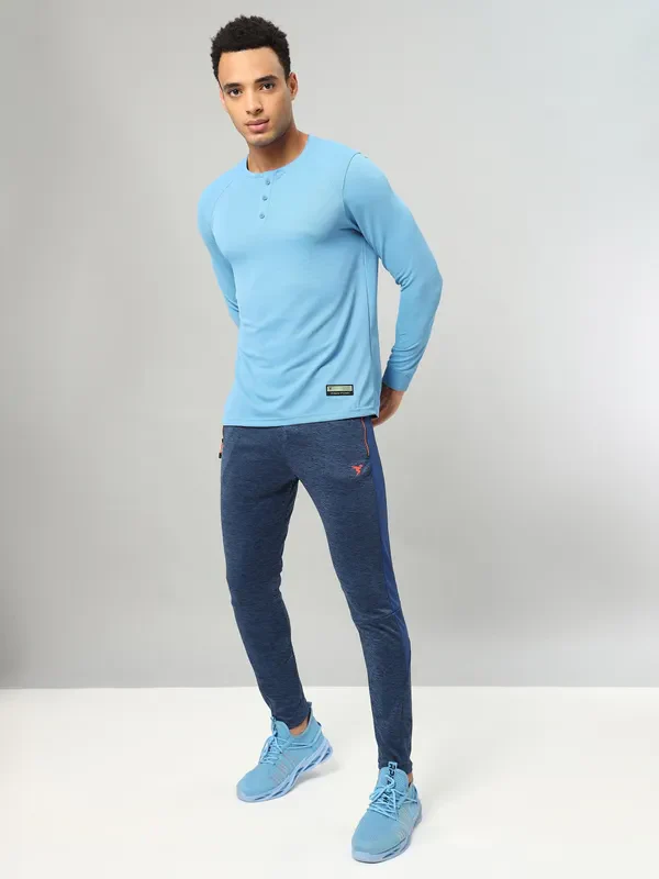 Men Self Design Slim Fit Henley Neck T-shirt with MATPIQ - Image 5