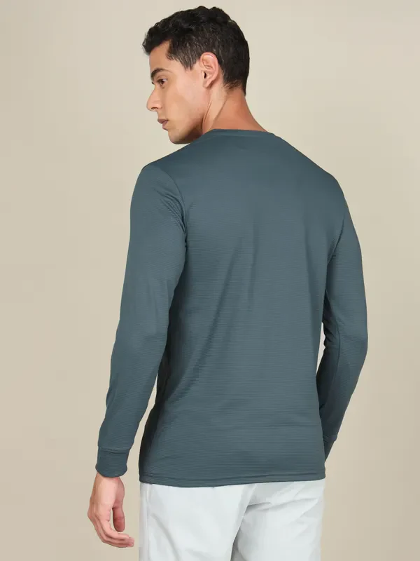 Men Self Design Slim Fit Henley Neck T-shirt with MATPIQ - Image 2