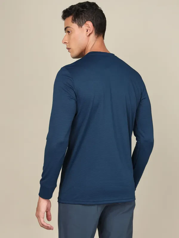 Men Self Design Slim Fit Henley Neck T-shirt with MATPIQ - Image 3