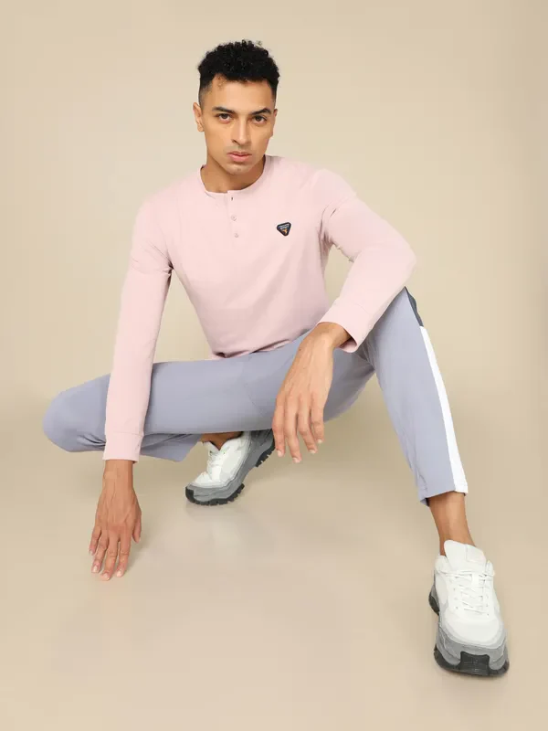 Men Self Design Slim Fit Henley Neck T-shirt with MATPIQ - Image 5