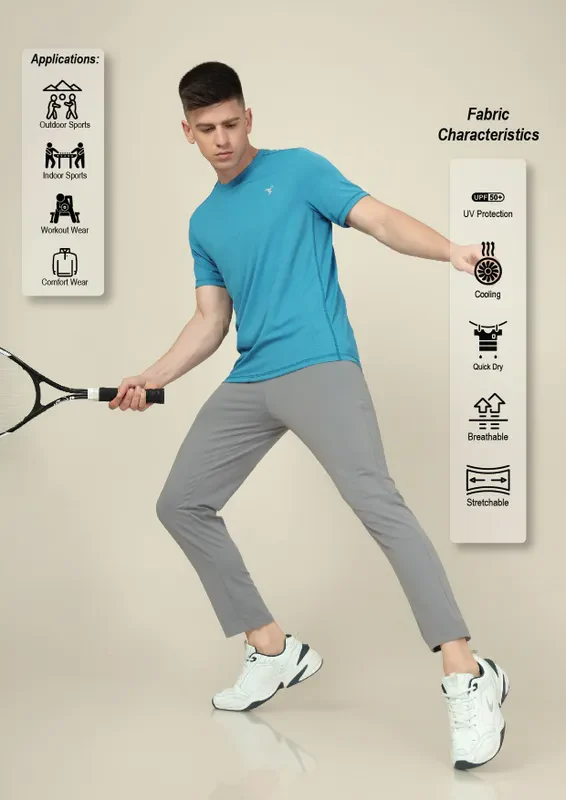 Men Solid Relax Fit Trackpants with ELASTO PLUS - Image 2