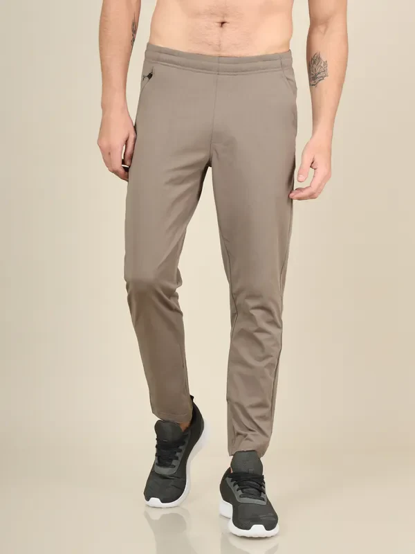 Men Solid Relax Fit Trackpants with ELASTO PLUS - Image 3