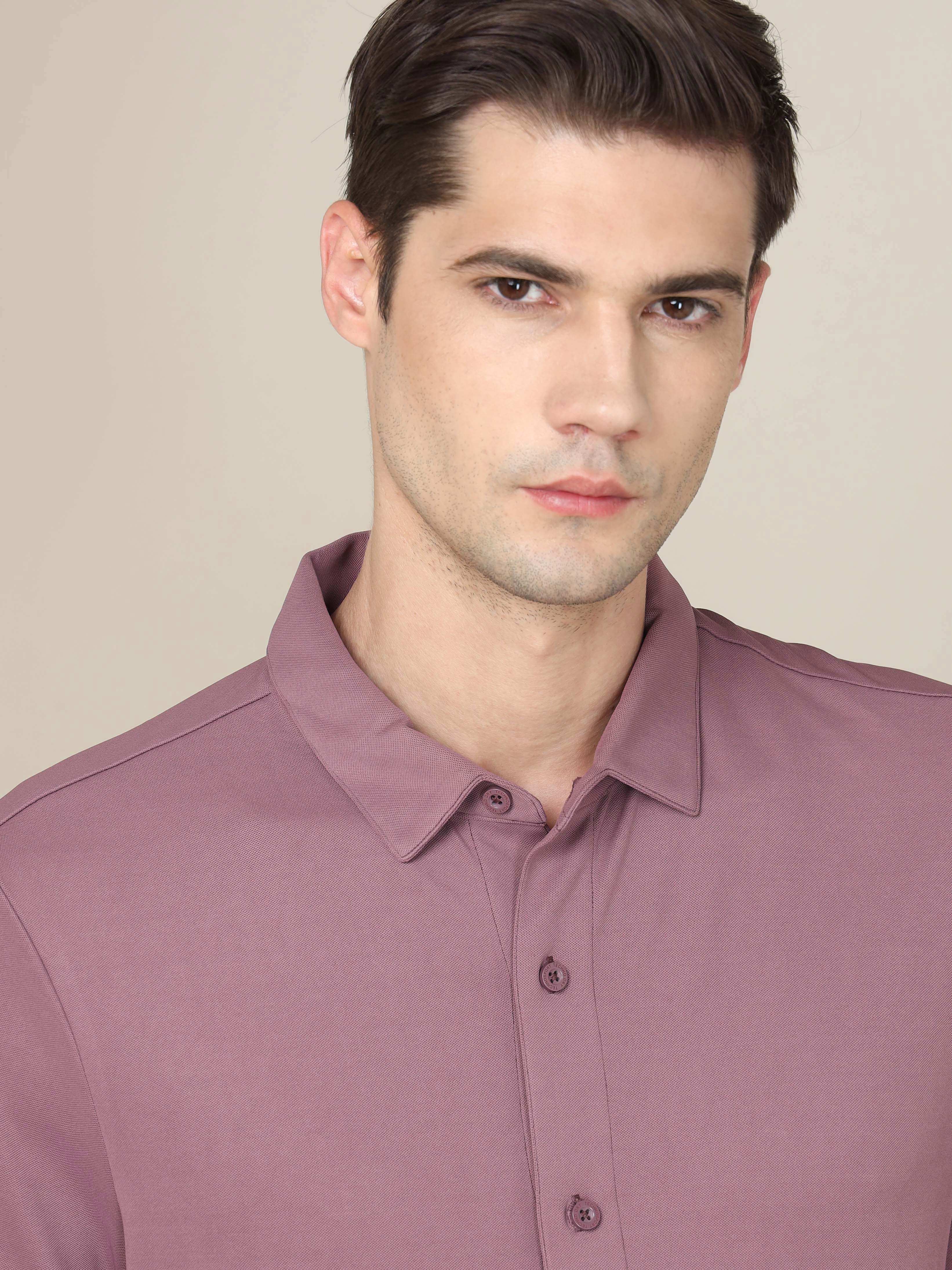 Men Solid Regular Fit Spread Collar Shirt with TECHNO COOL+ - Image 5