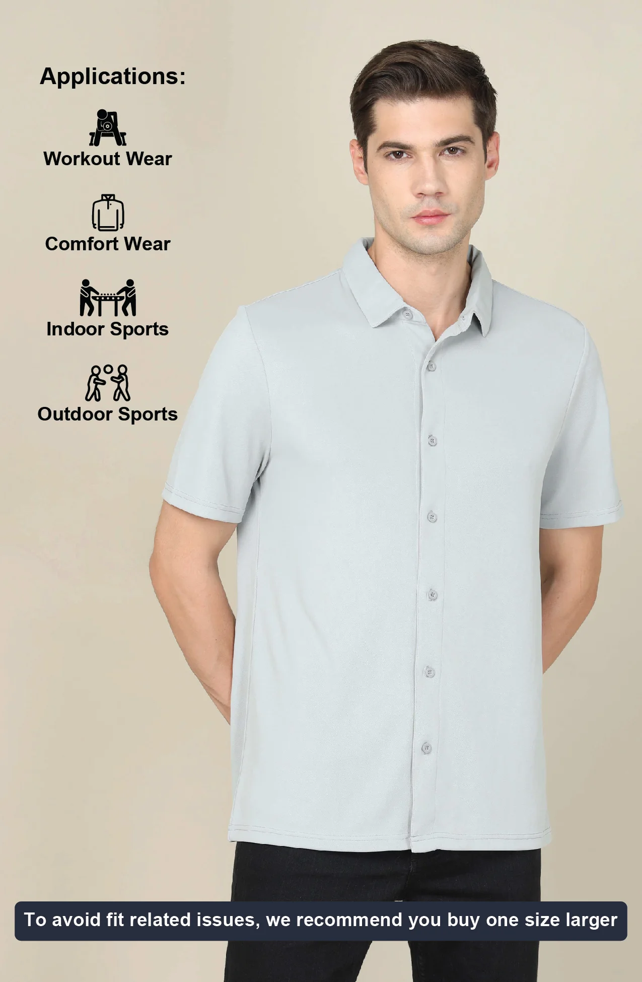 Men Solid Regular Fit Spread Collar Shirt with TECHNO COOL+ - Image 5