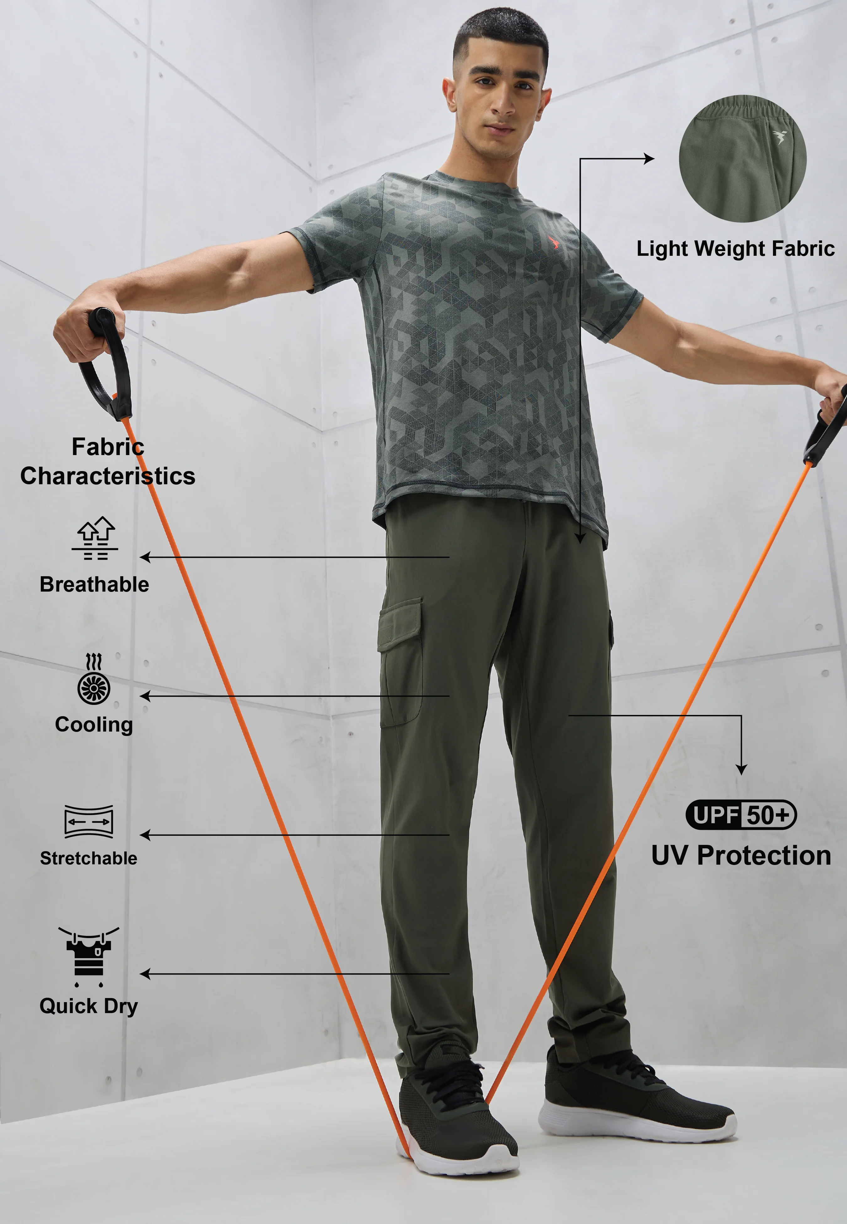 Men Solid Relax Fit Cargo Trackpants with DURACOOL+ - Image 4